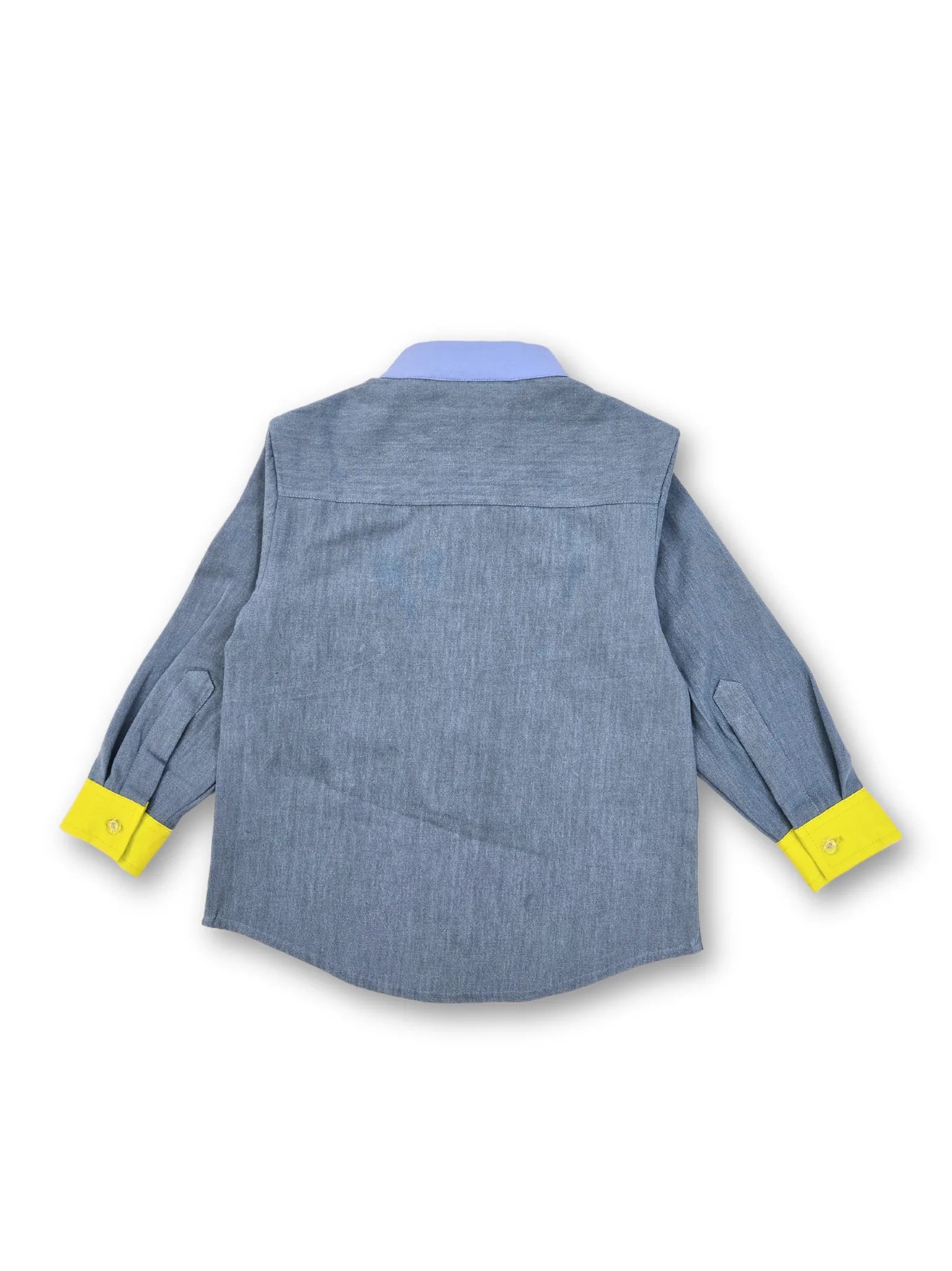 Denim Boys Shirt with Blue Collar and Green Cuffs