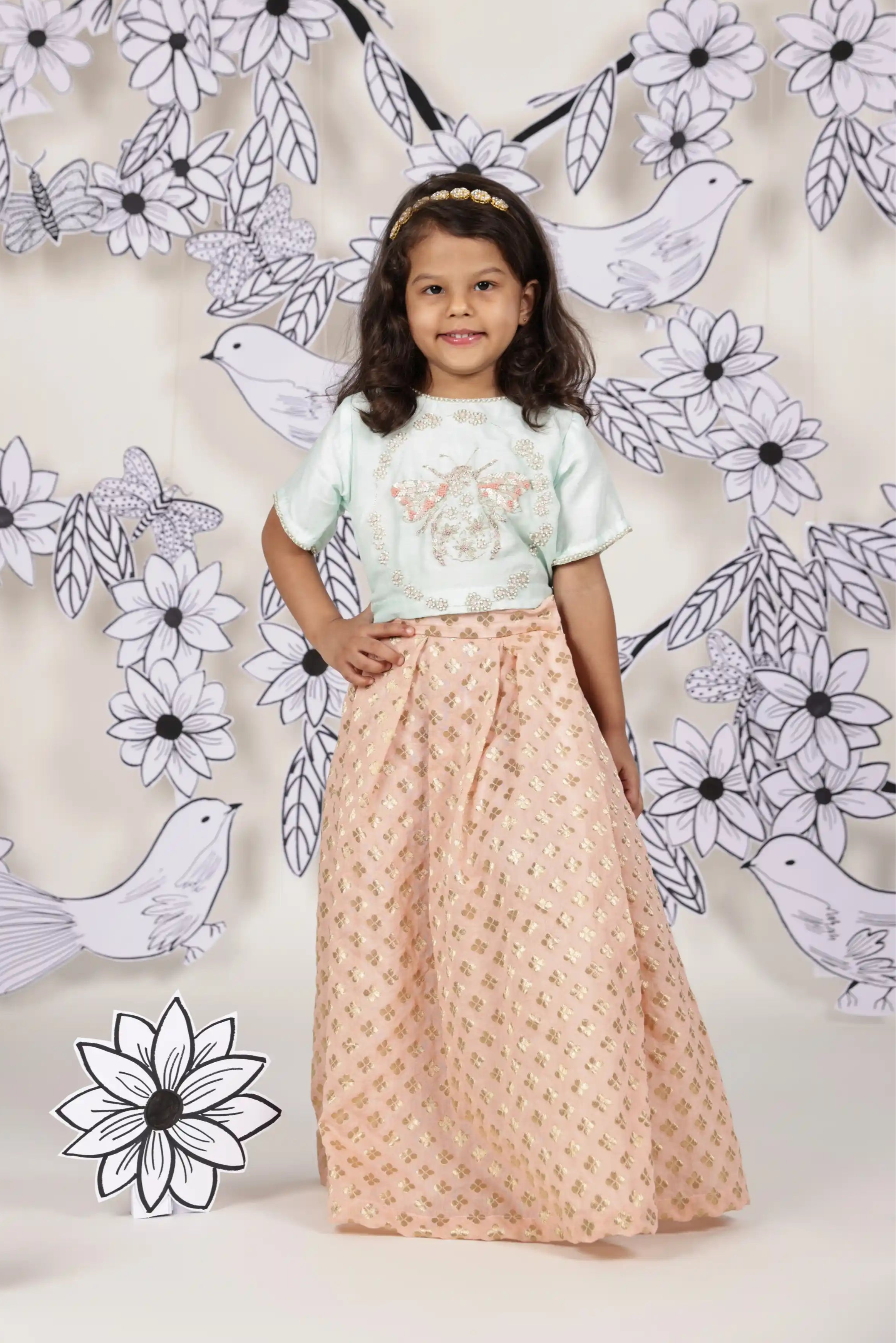 Blush Buzz Girls Lehenga Set