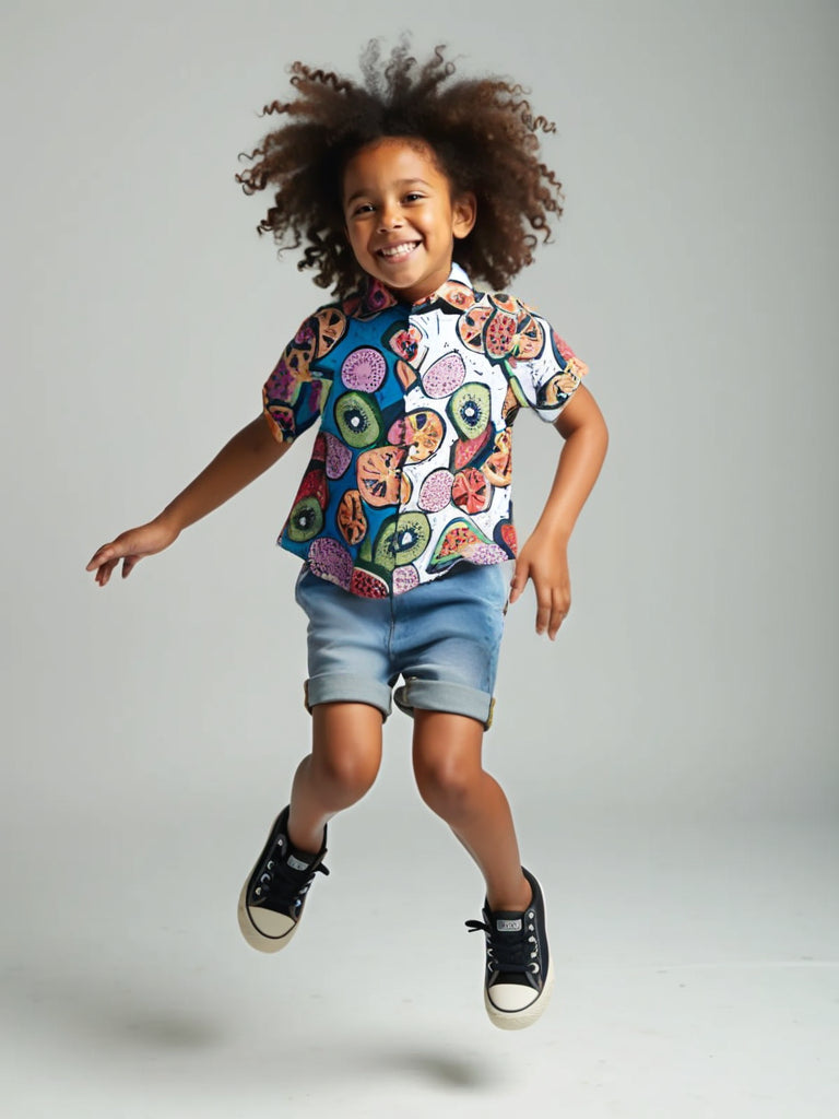 Citrus Splash Dual Tone Boys Cotton Shirt