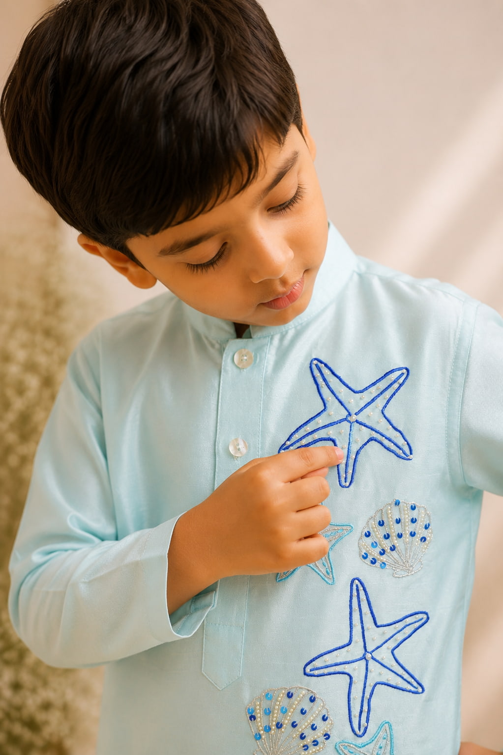 Coral — Kurta Set in Aqua