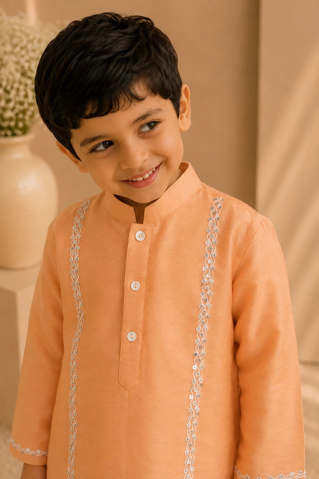 Solis — Kurta Set in Peach