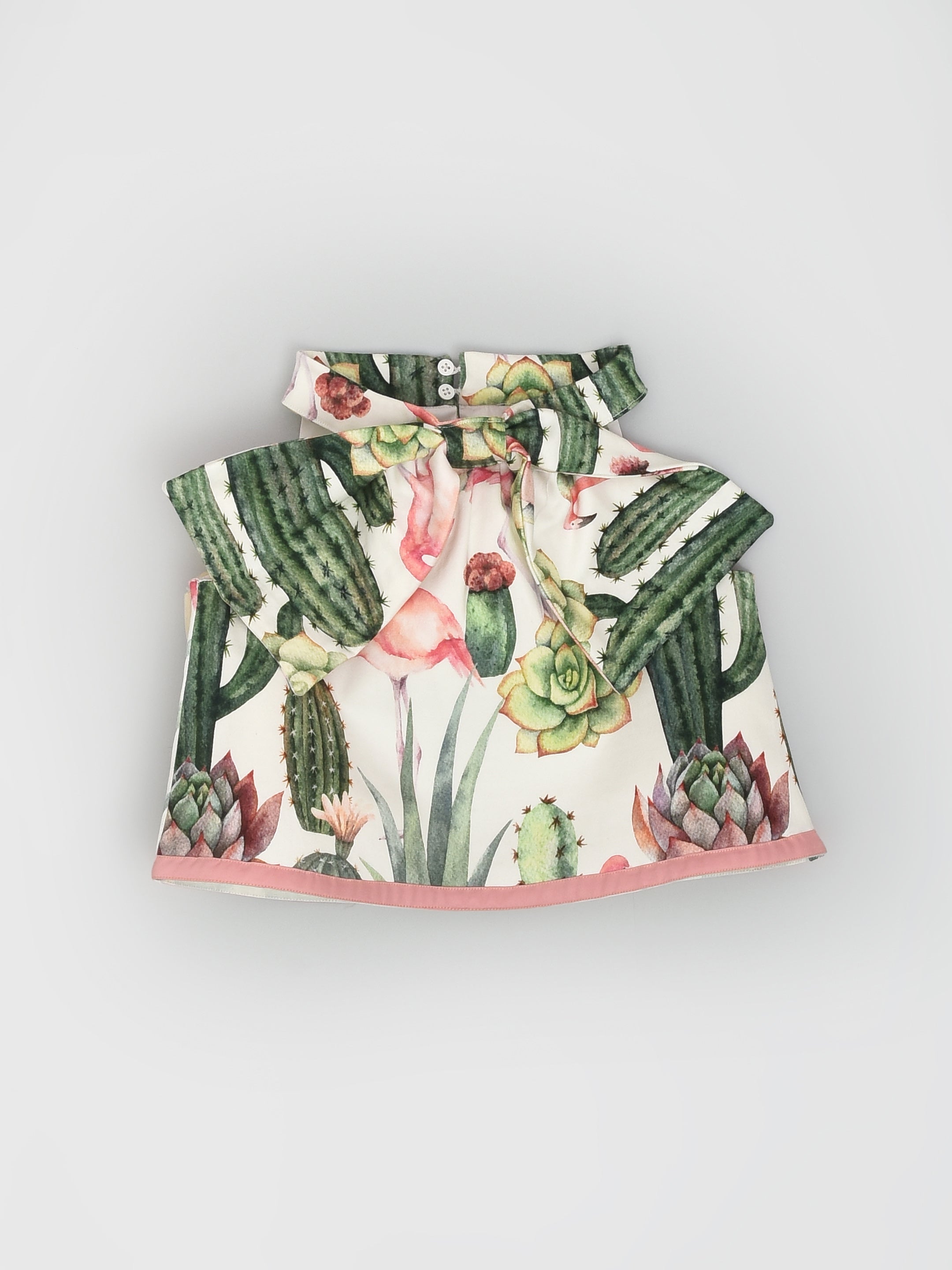 Cactus and Flamingo Printed Top and Skirt Party Co-ord Set