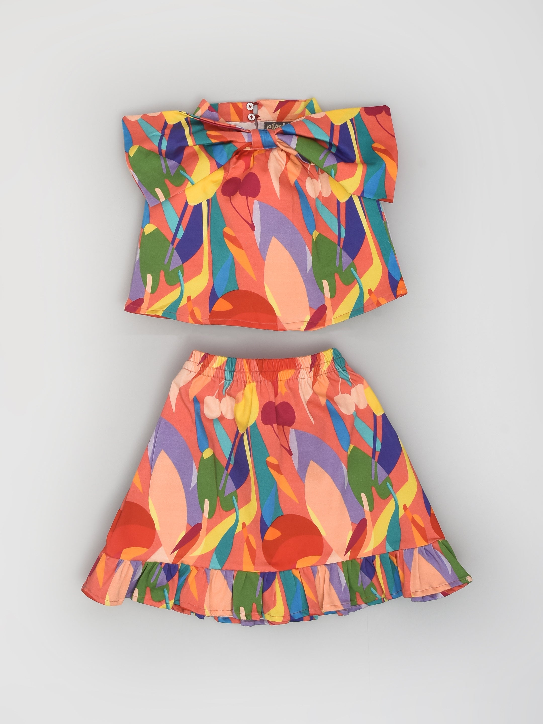 Pink Abstract Top and Skirt