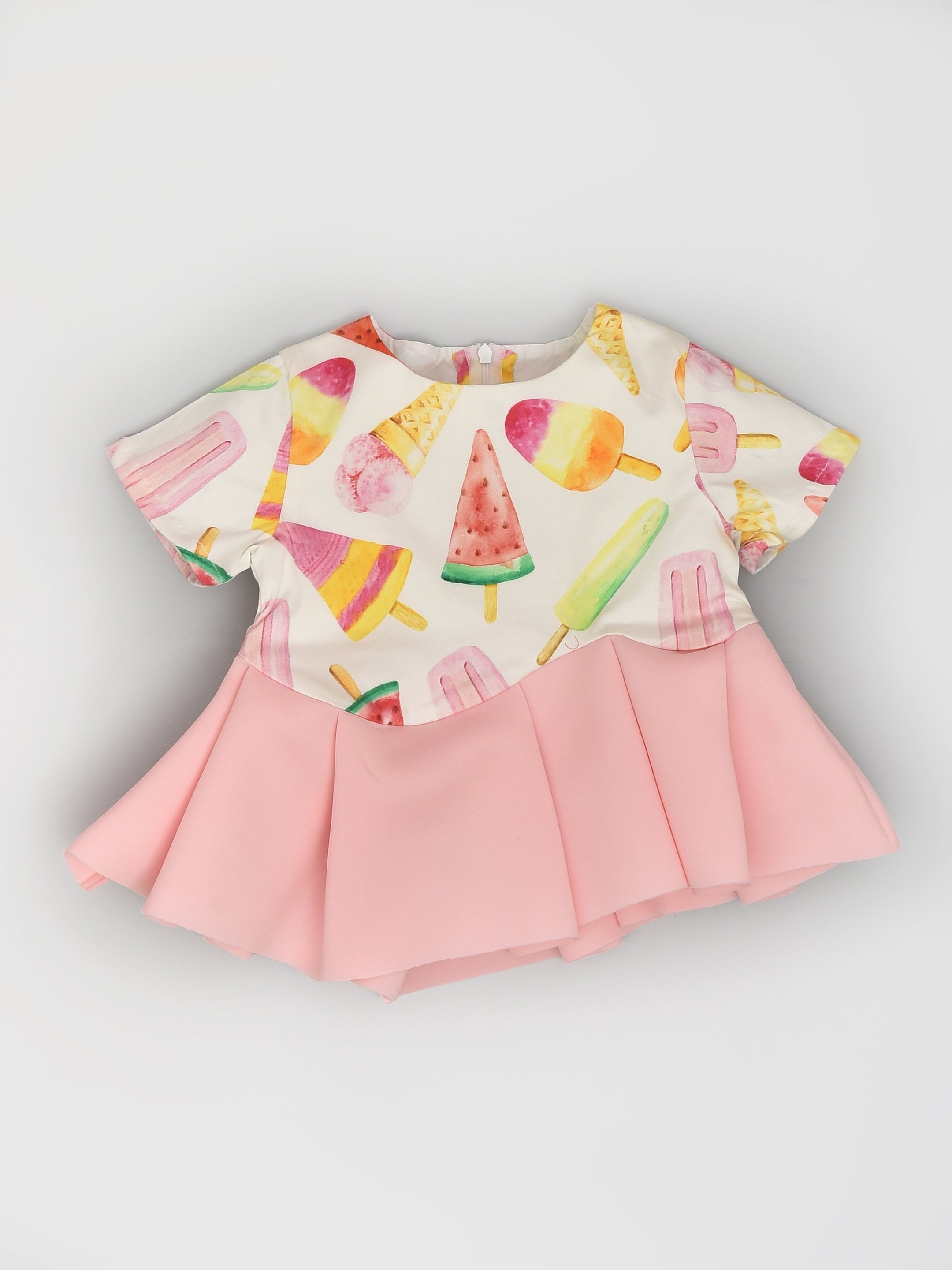 Ice-cream Peplum Crop-top & Shorts Birthday Co-ord Set for Girls