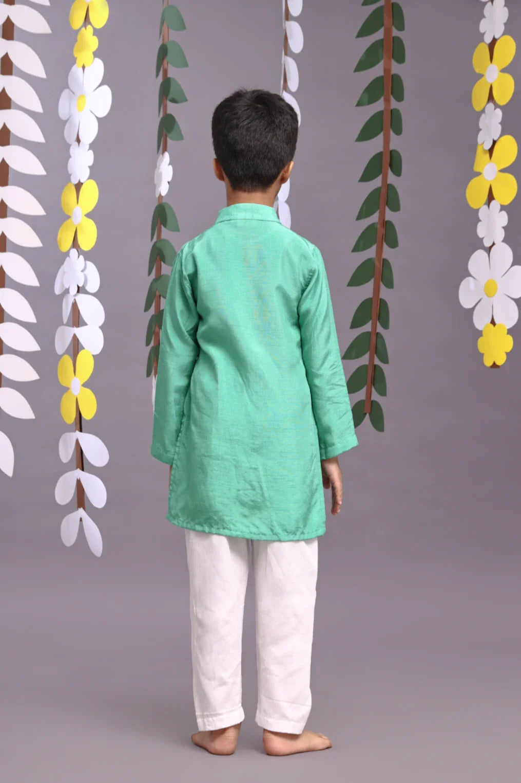 Beautiful Tropical Embroidered Green Kurta with Pyjama