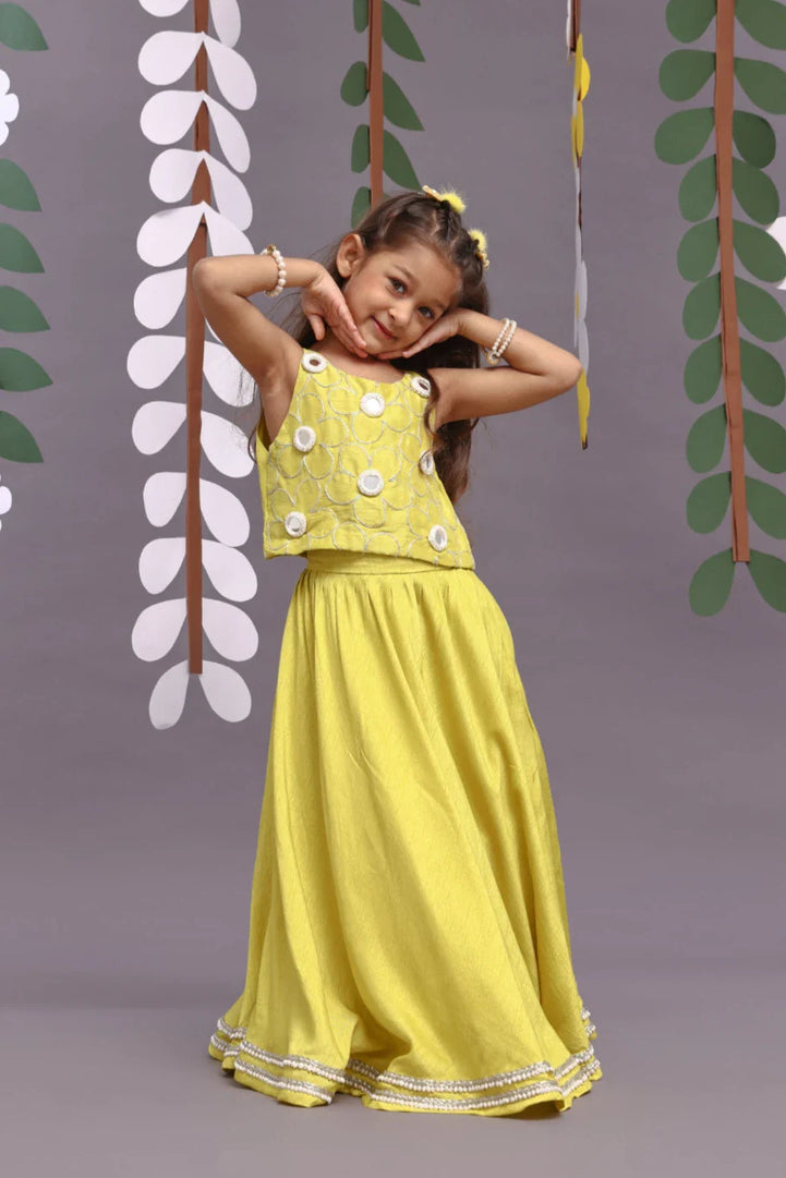 Silver Dori Embroidered Silk Top and Lehenga in Pista Green