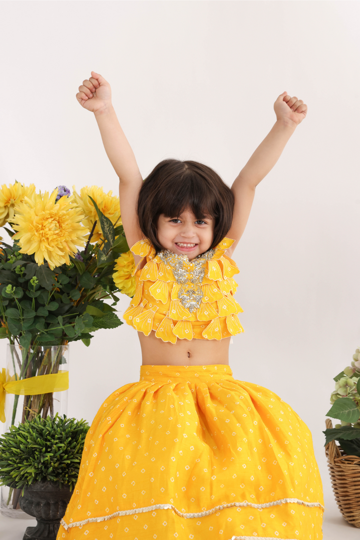 Twinning in Heavy Embroidered Top with Stunning 3d Cutwork Petals and Lehenga and Kurta Pyjama