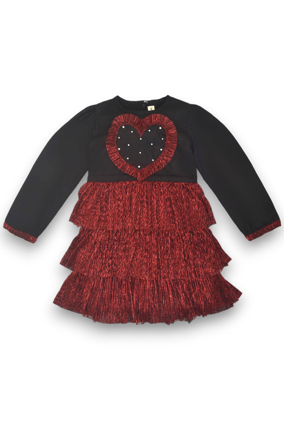 Black and Red Frill Dress Embracing a Bold Heart Design