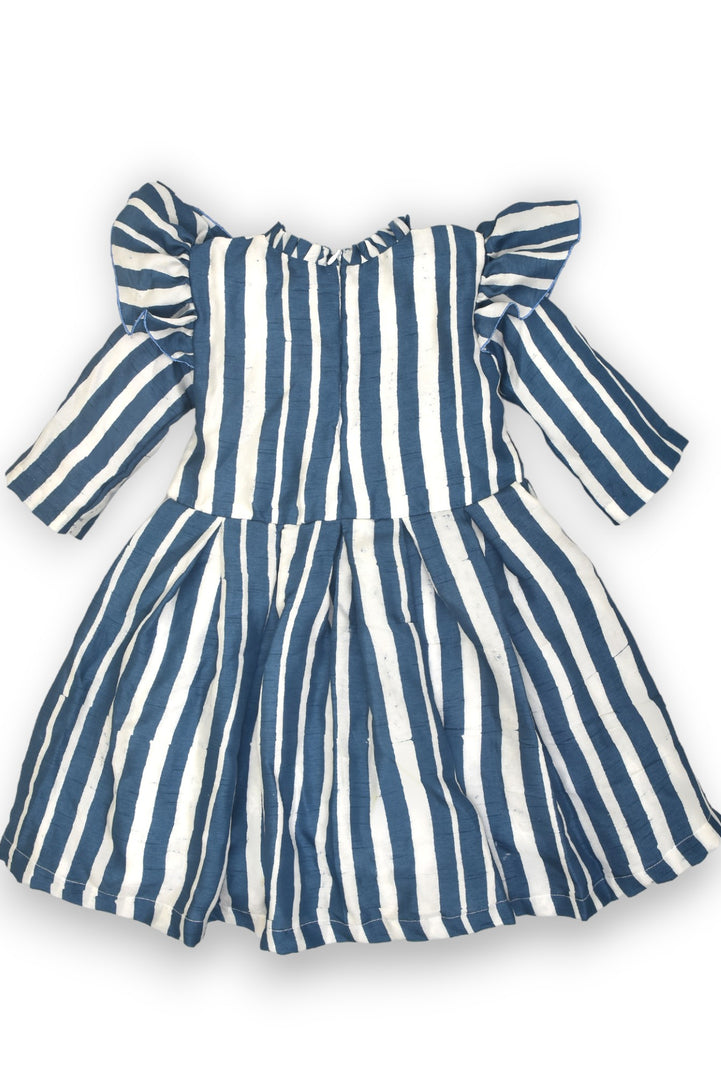 Blue Striped Dress with a Dash of Popcorn Fun