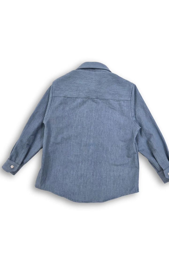 Dual Colour Denim Boys Shirt with Sharks