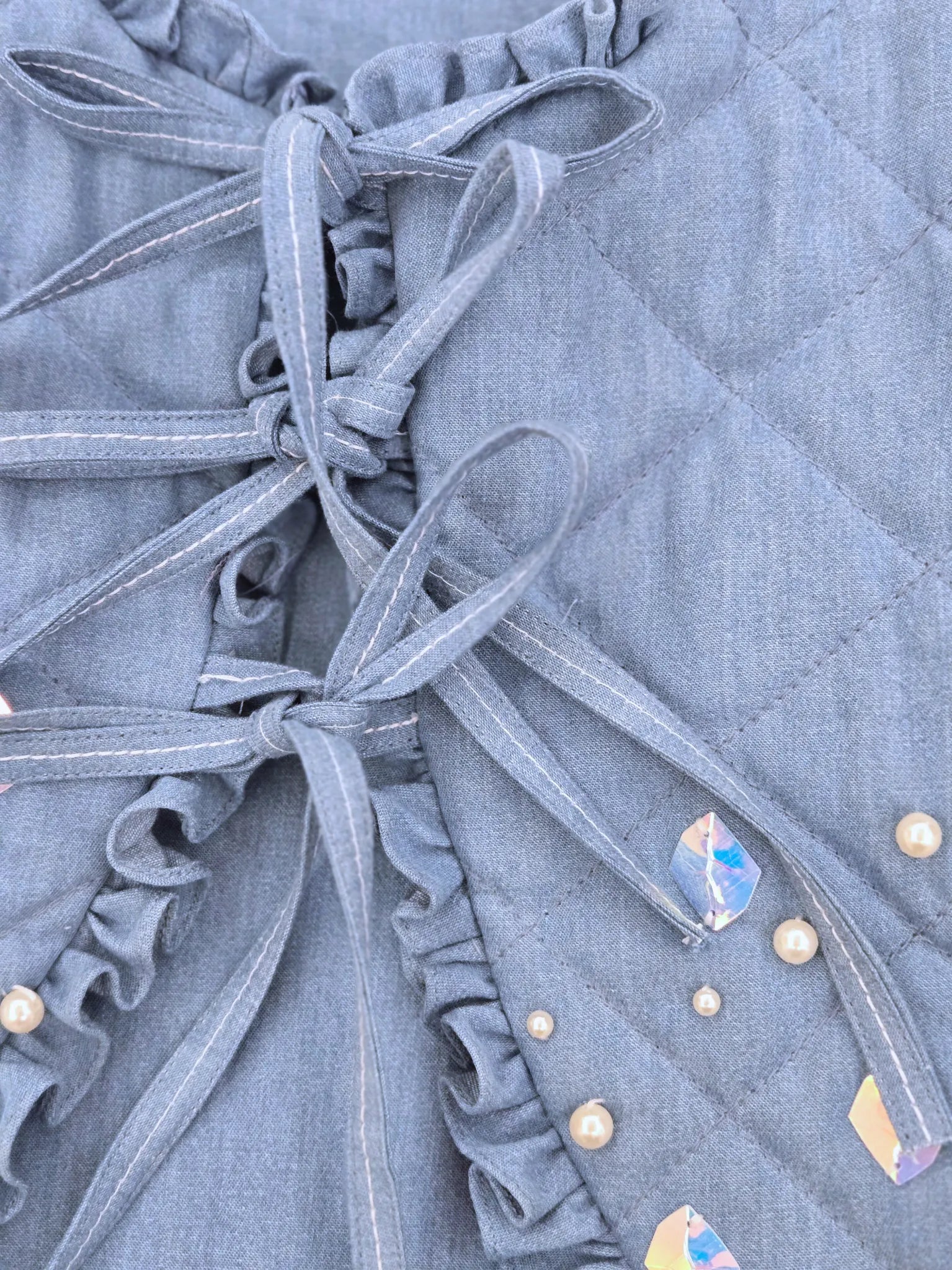 Embroidered Denim Girls Sleeveless Jacket