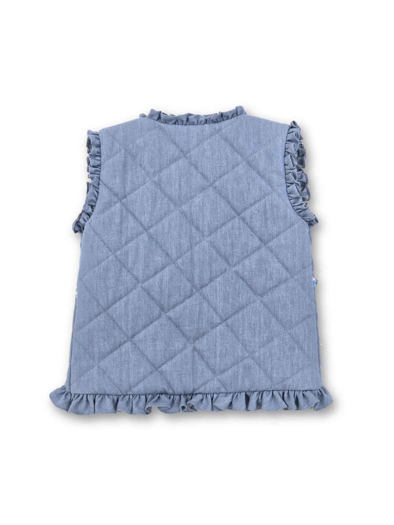 Embroidered Denim Girls Sleeveless Jacket