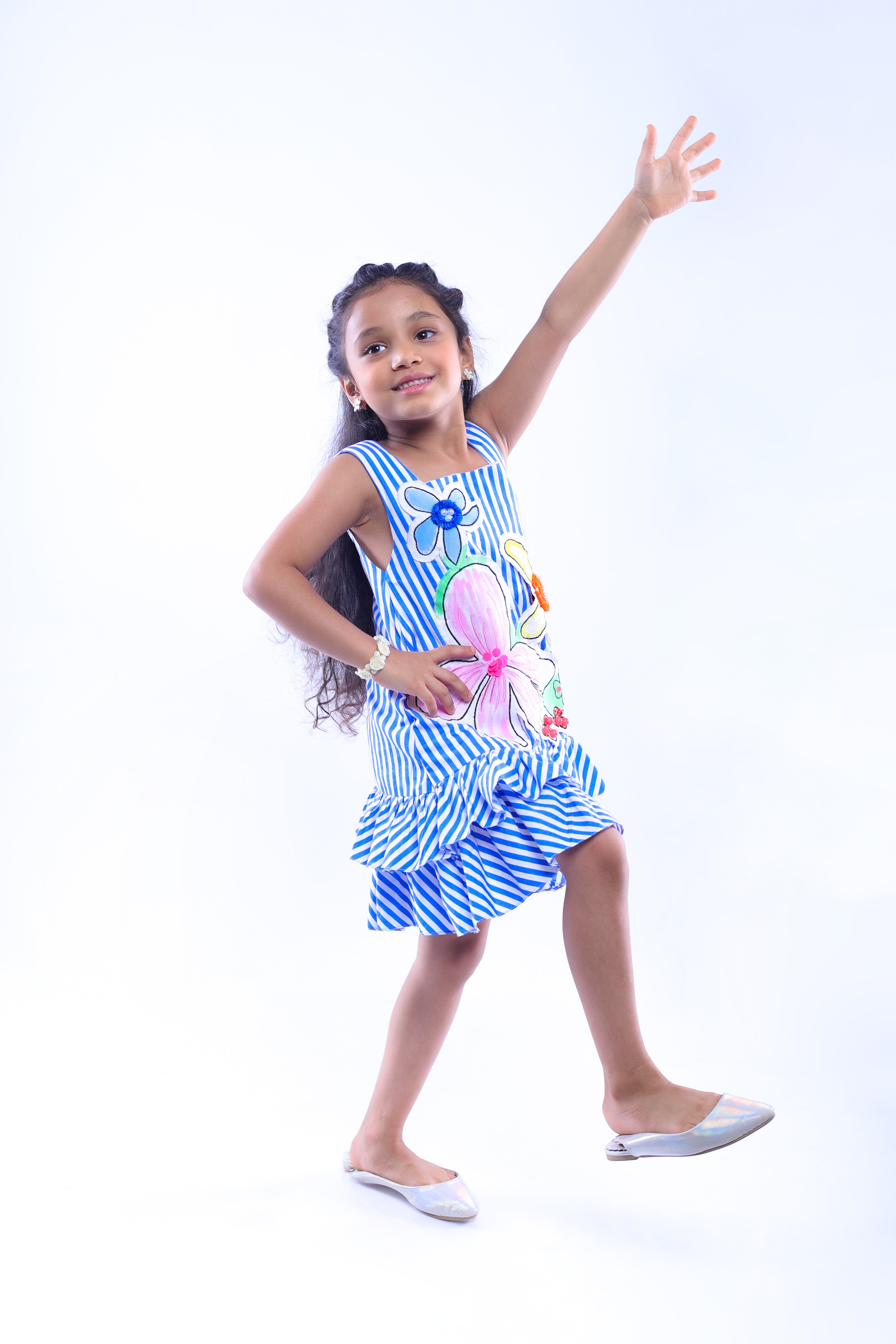 Stripe Dress with Canvas Flowers