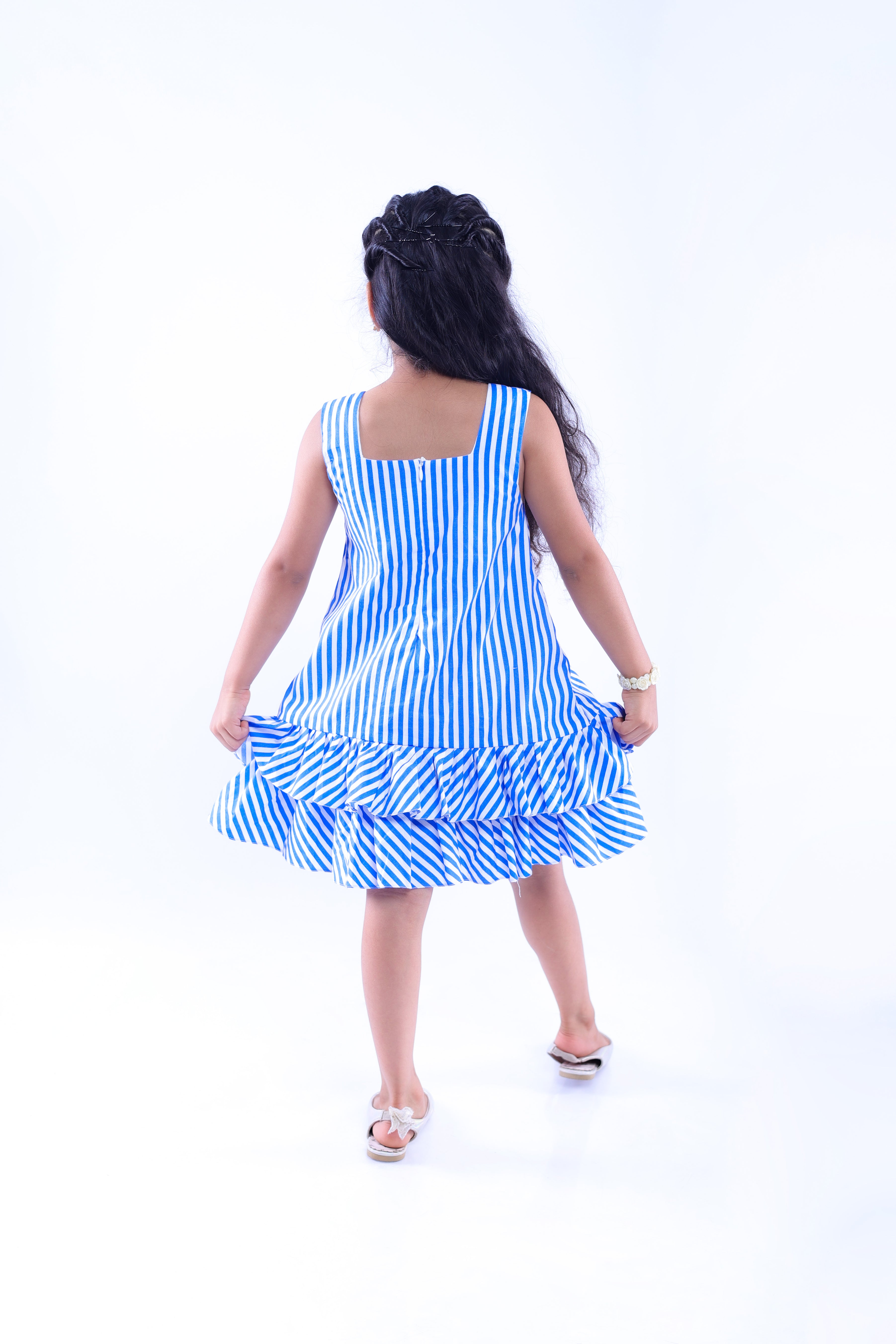 Stripe Dress with Canvas Flowers