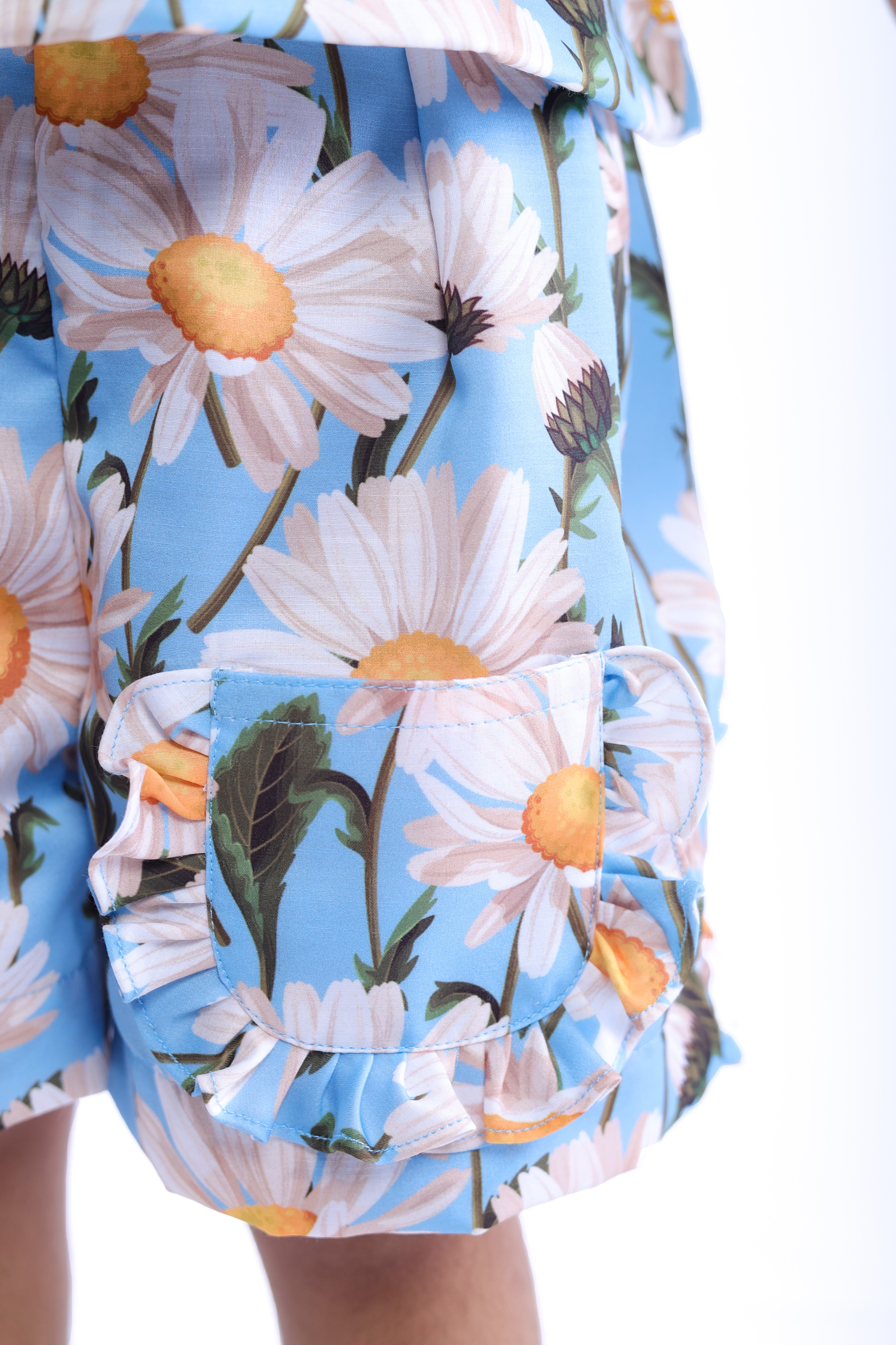 Blue and White Daisy Top and Shorts