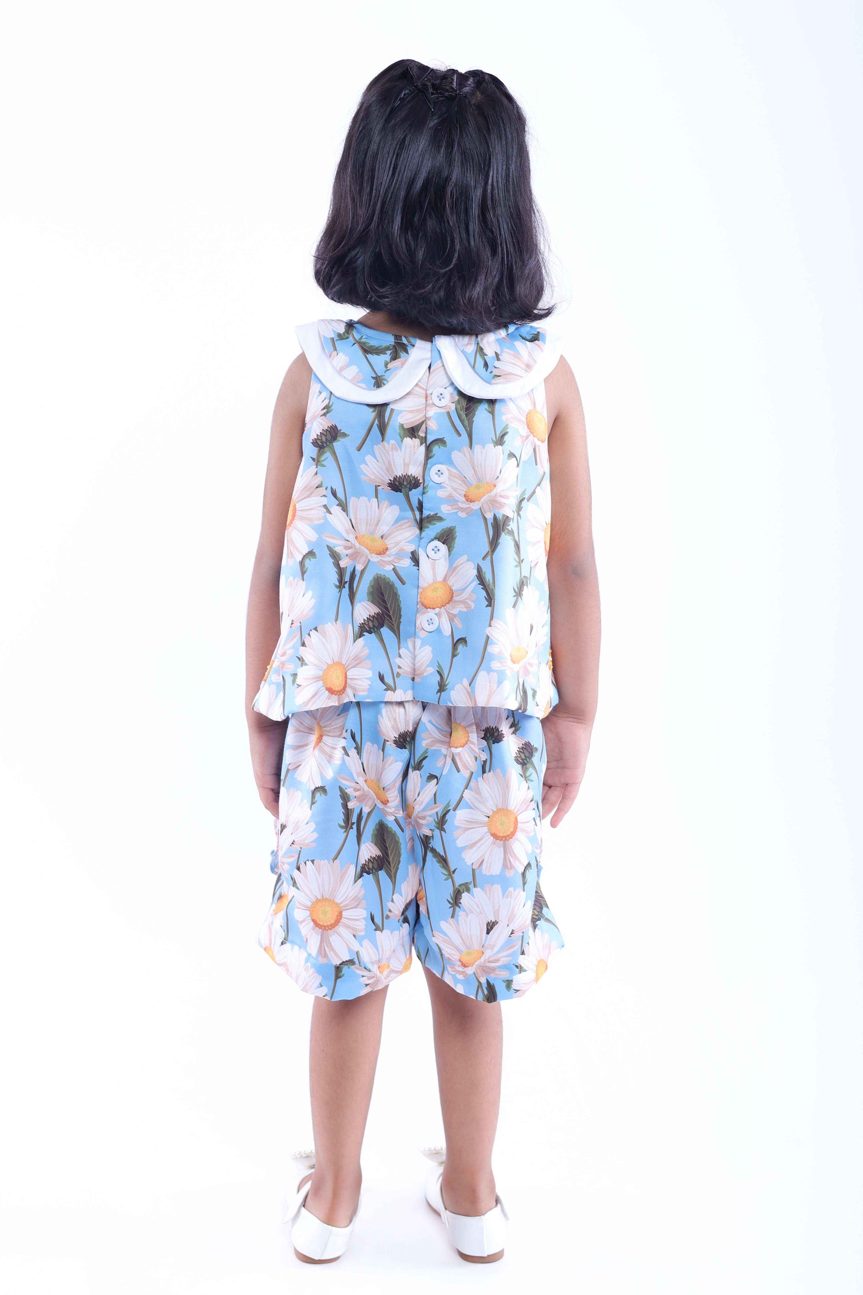 Blue and White Daisy Top and Shorts