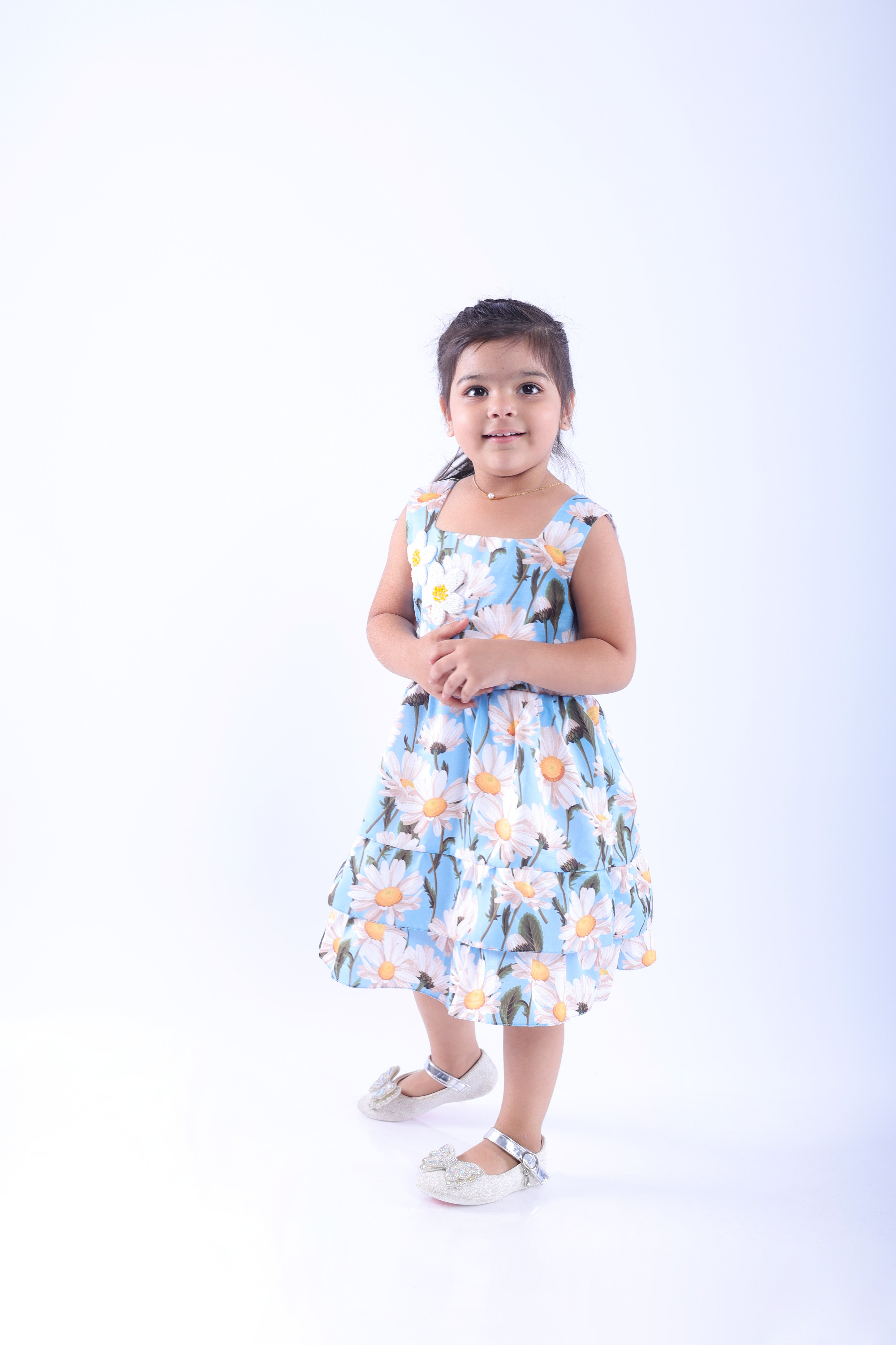 Blue and White Daisy Dress