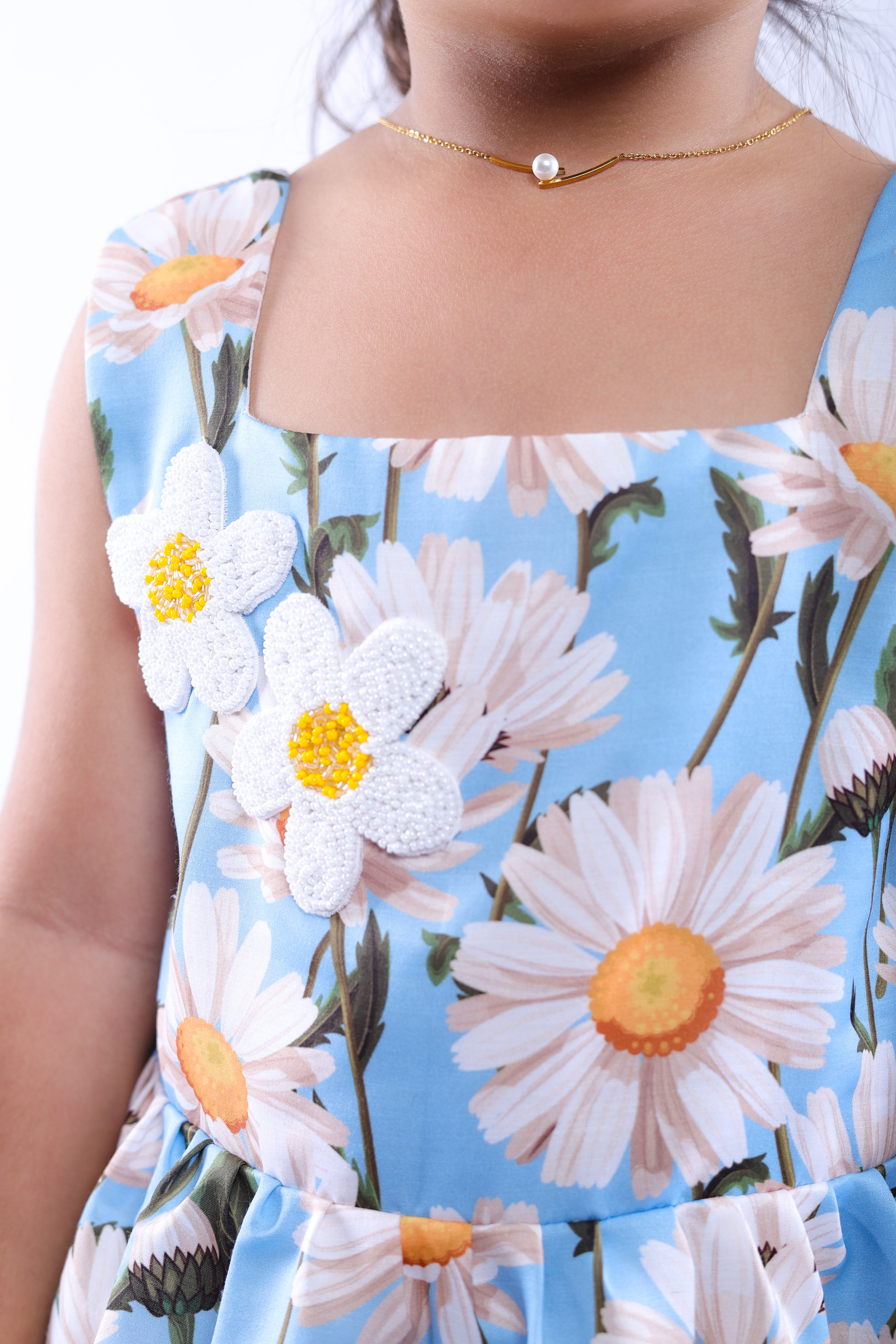 Blue and White Daisy Dress