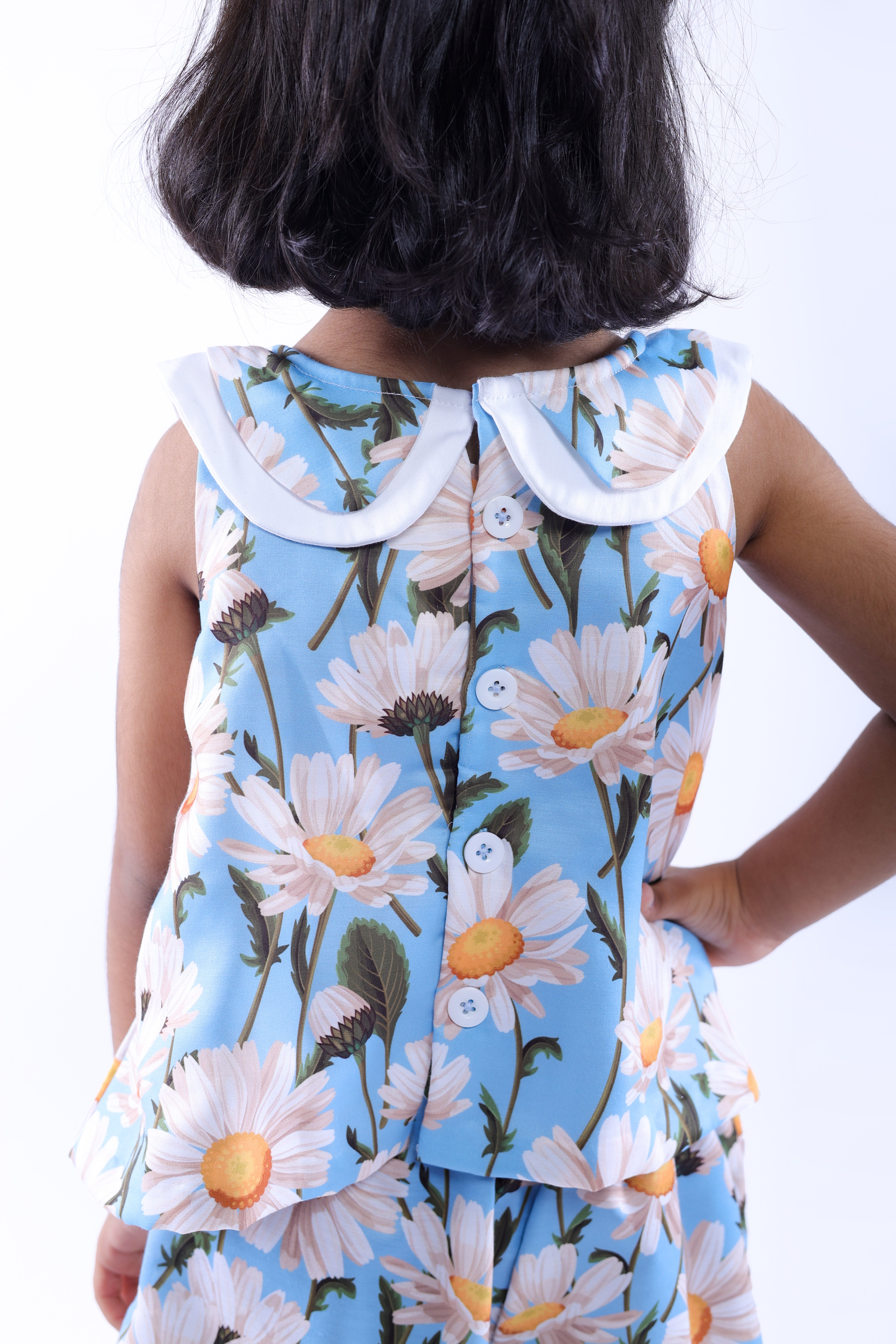 Blue and White Daisy Top and Shorts