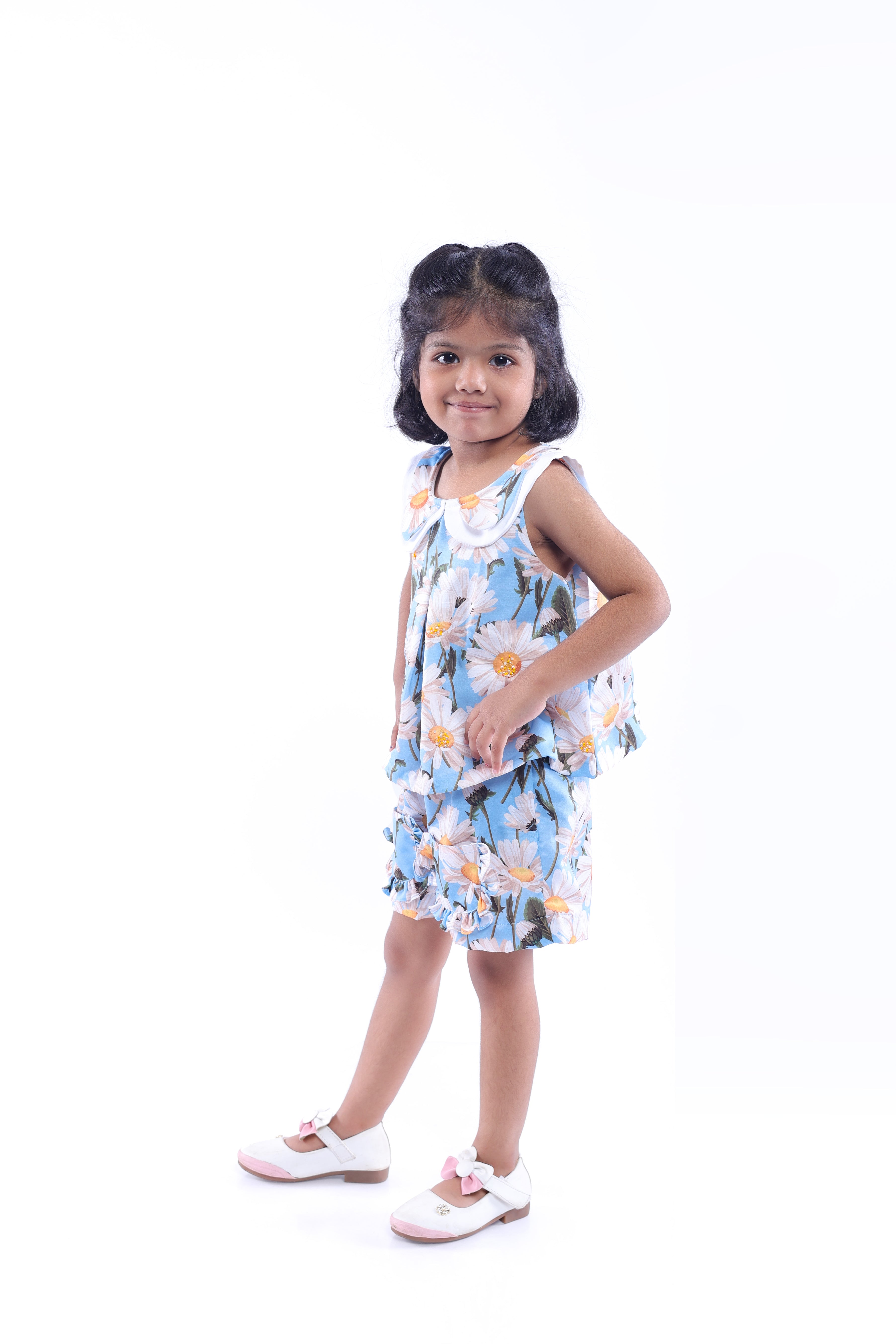 Blue and White Daisy Top and Shorts