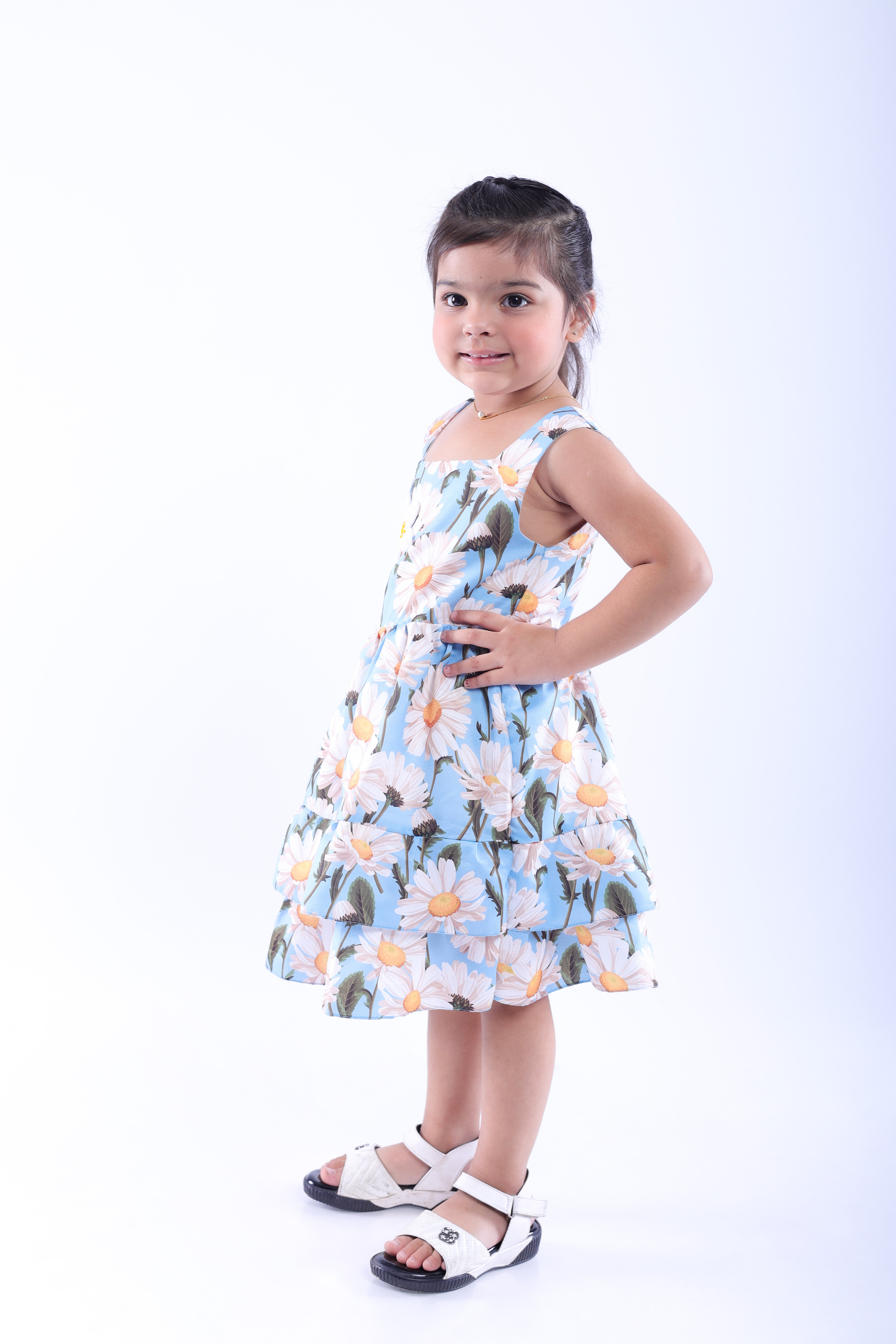 Blue and White Daisy Dress