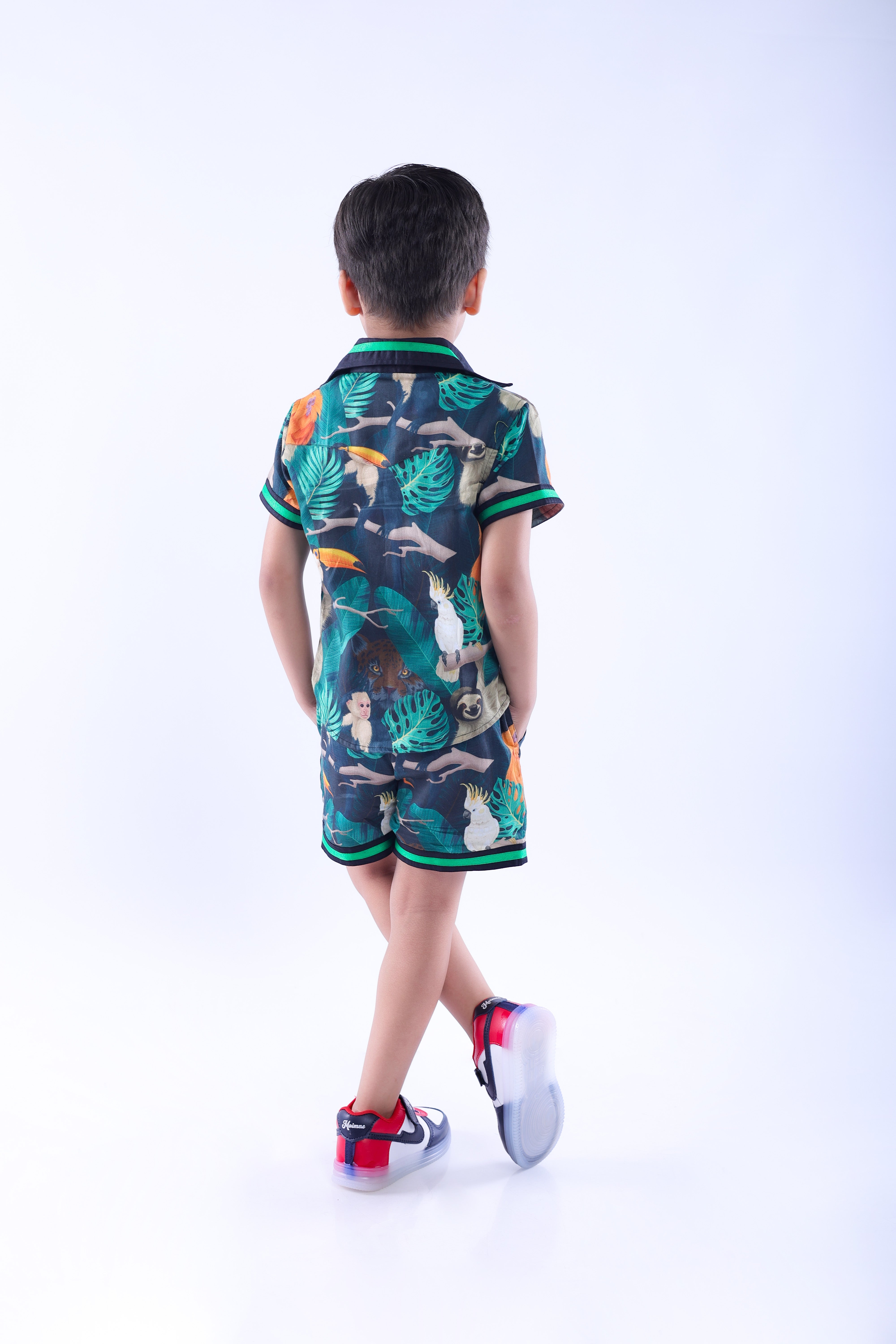 Twinning Set in Green Tropical Print