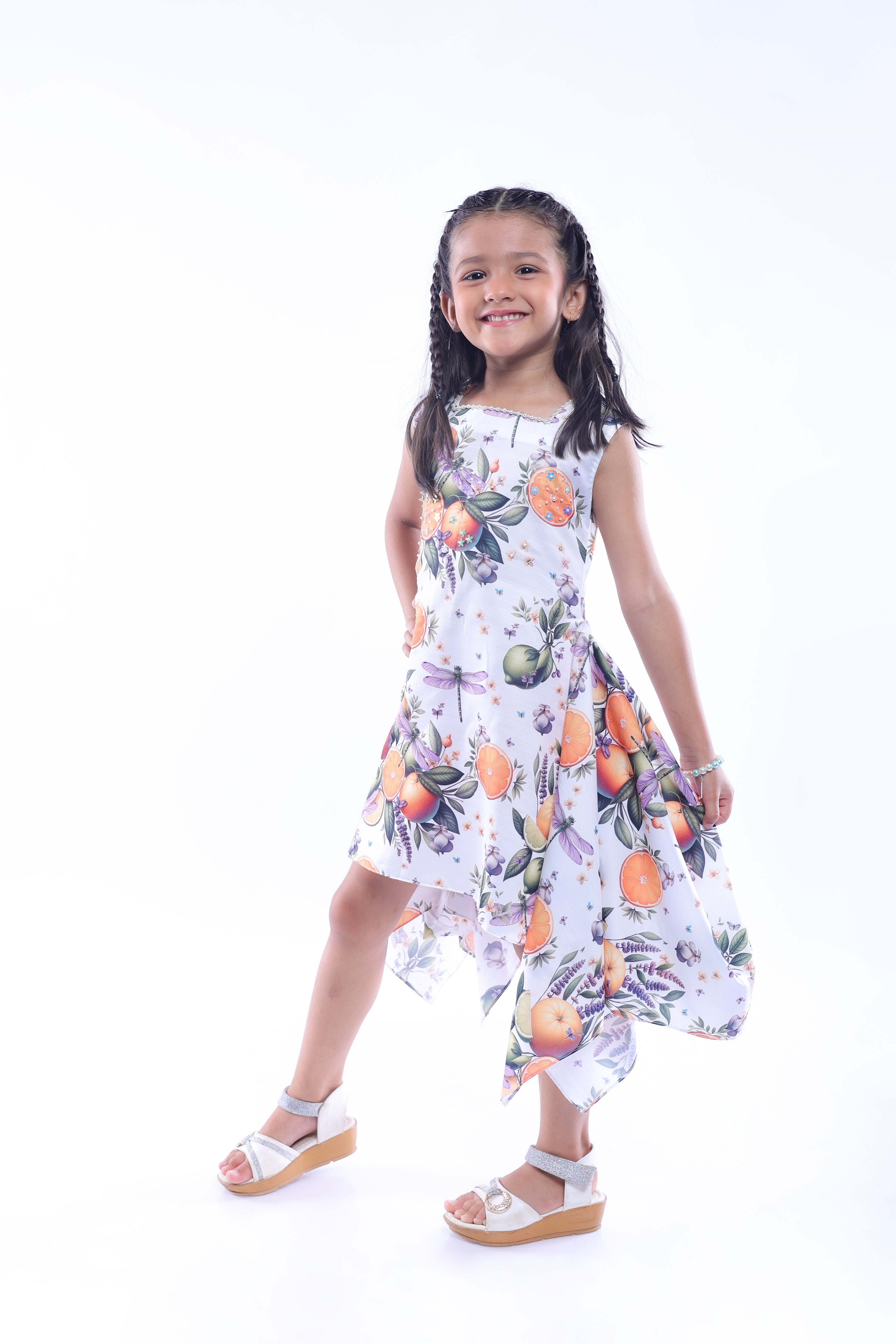 Orange and Dragonfly Printed Dress