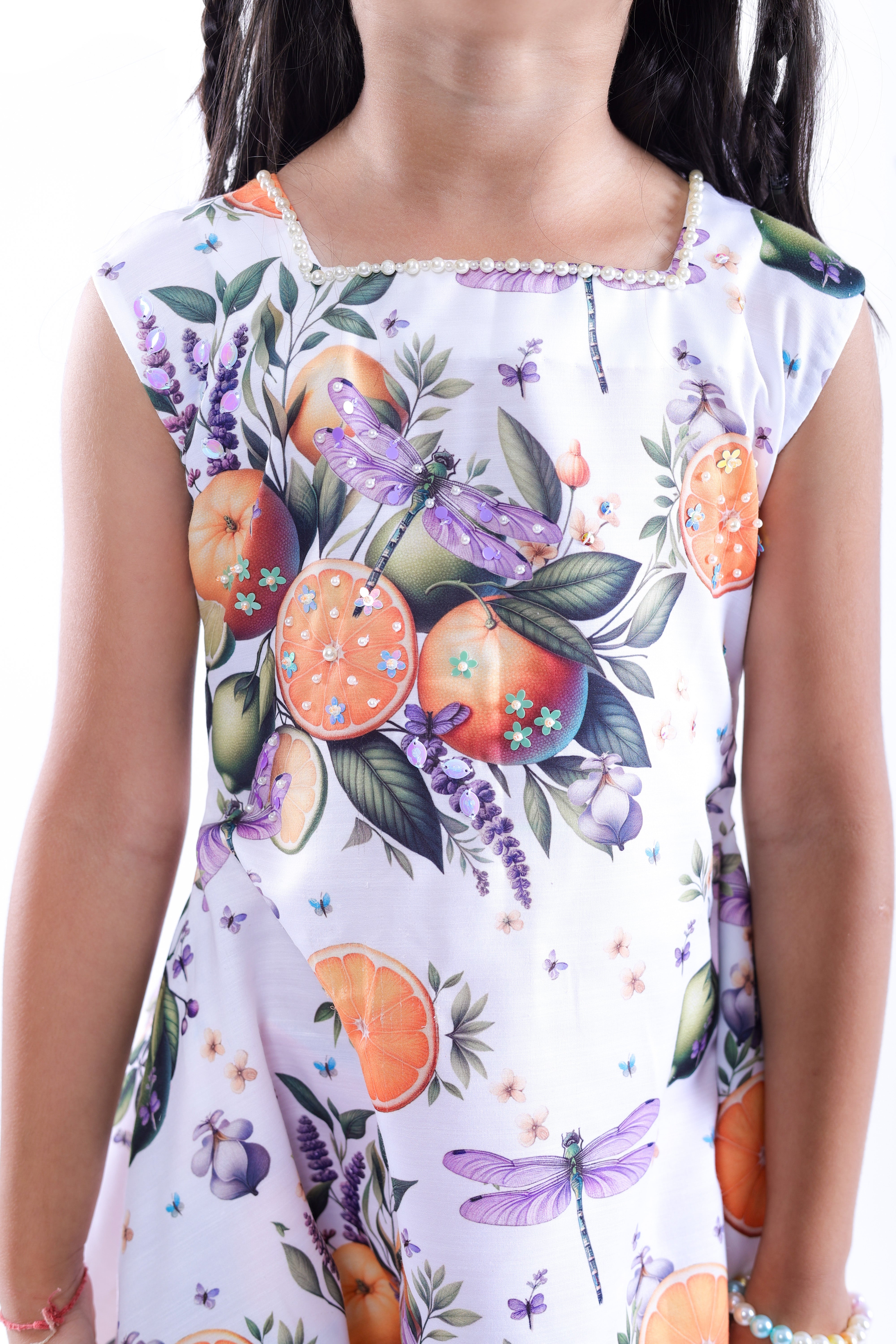 Orange and Dragonfly Printed Dress