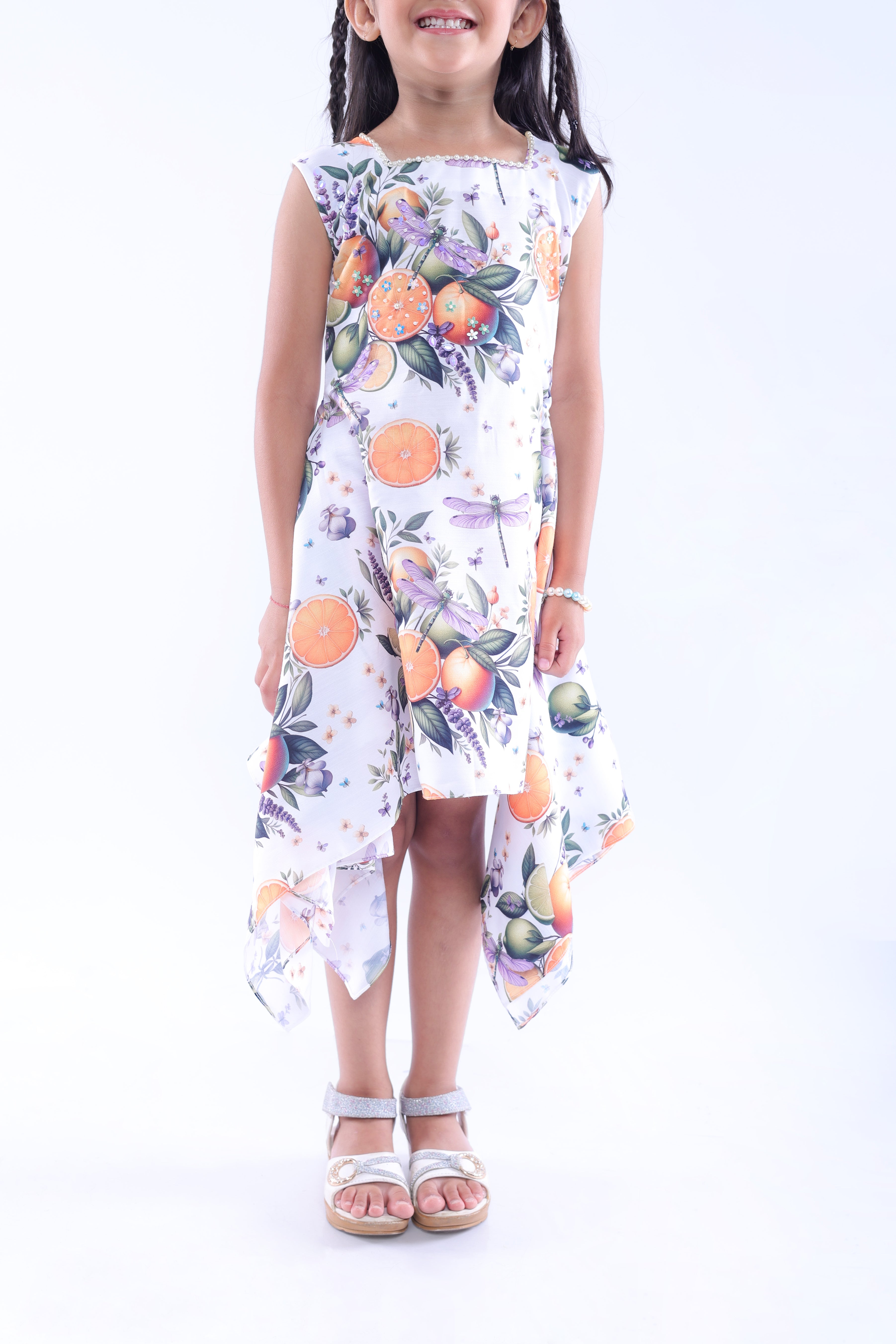 Orange and Dragonfly Printed Dress