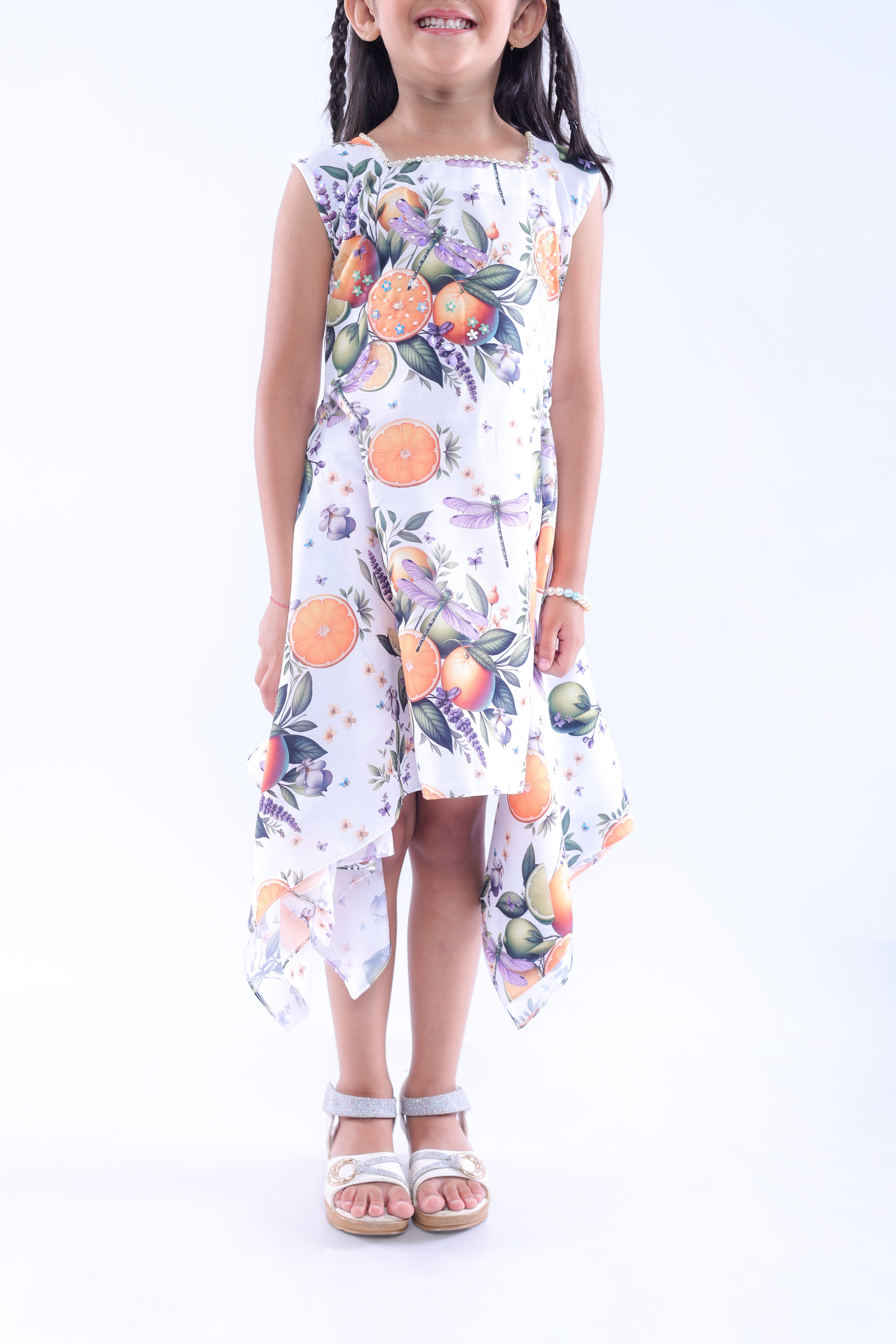 Orange and Dragonfly Printed Dress