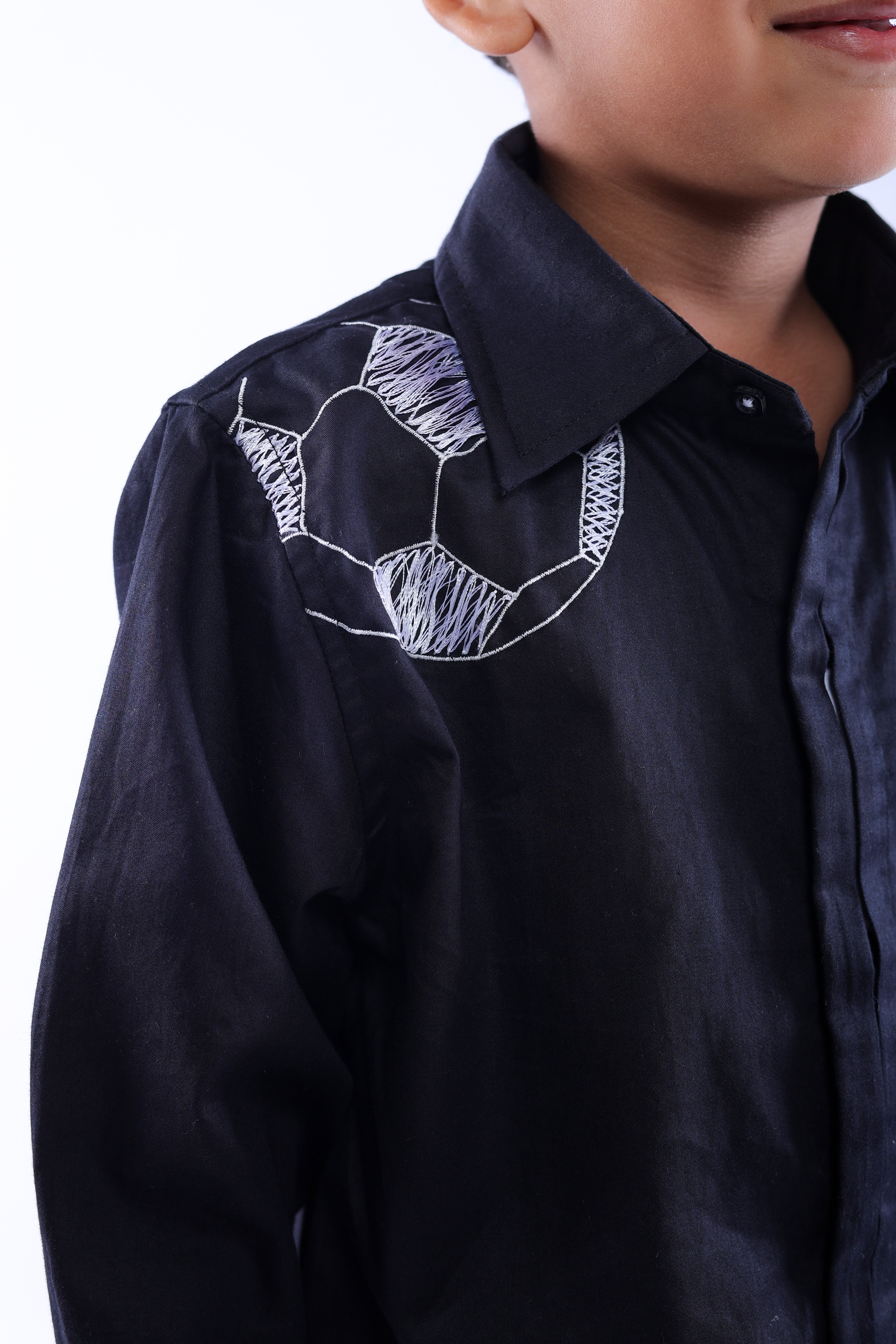 Black Football Embroidered Shirt