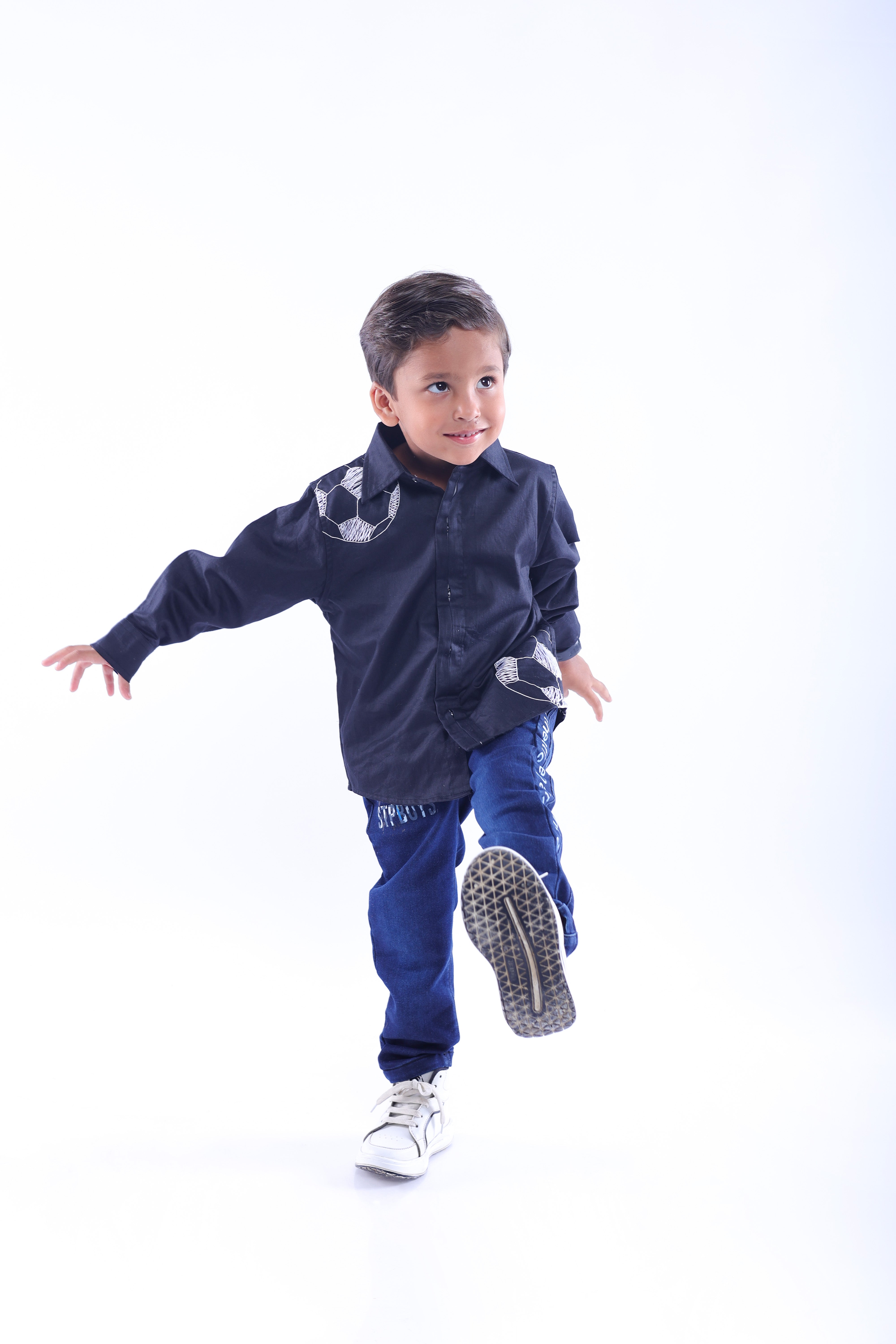 Black Football Embroidered Shirt