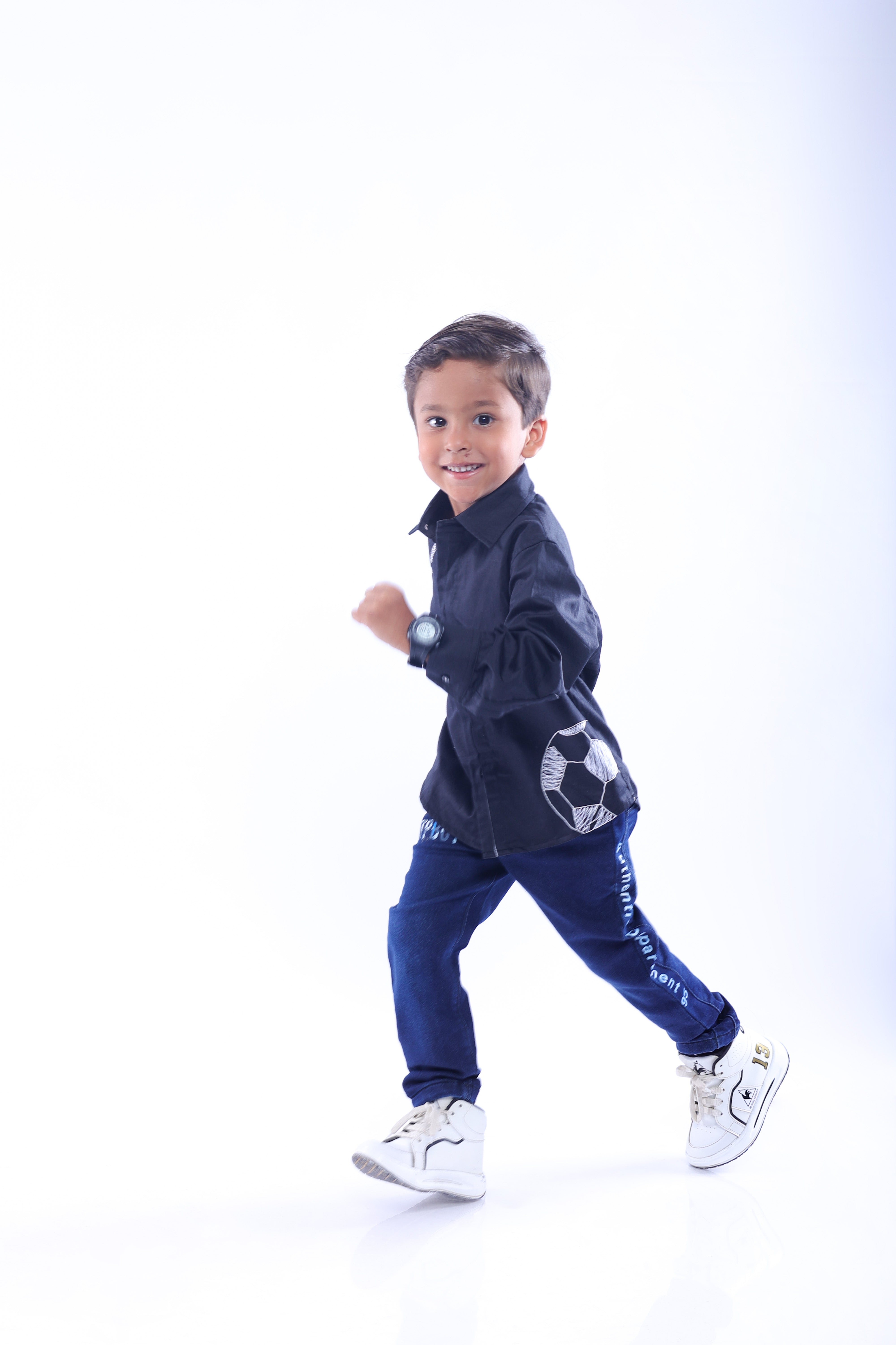 Black Football Embroidered Shirt