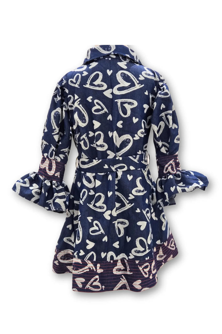 Hearts Printed Dark Denim Dress