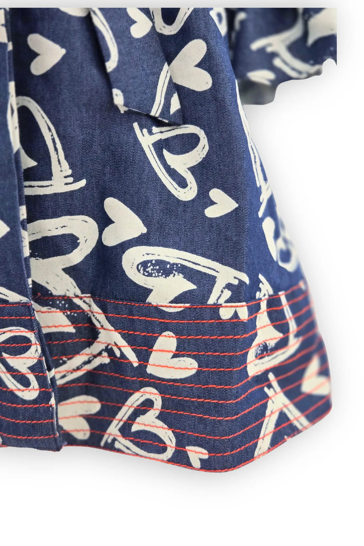 Hearts Printed Dark Denim Dress