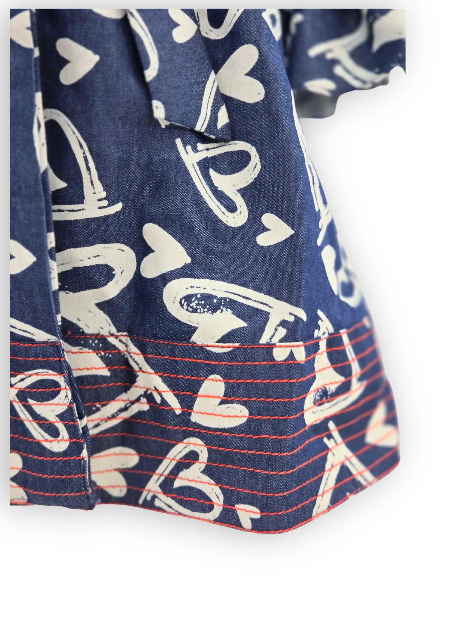 Hearts Printed Dark Denim Dress