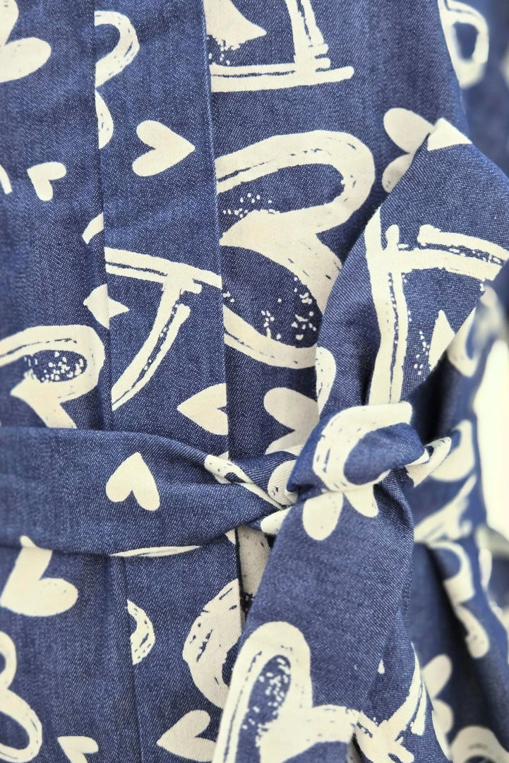 Hearts Printed Dark Denim Dress