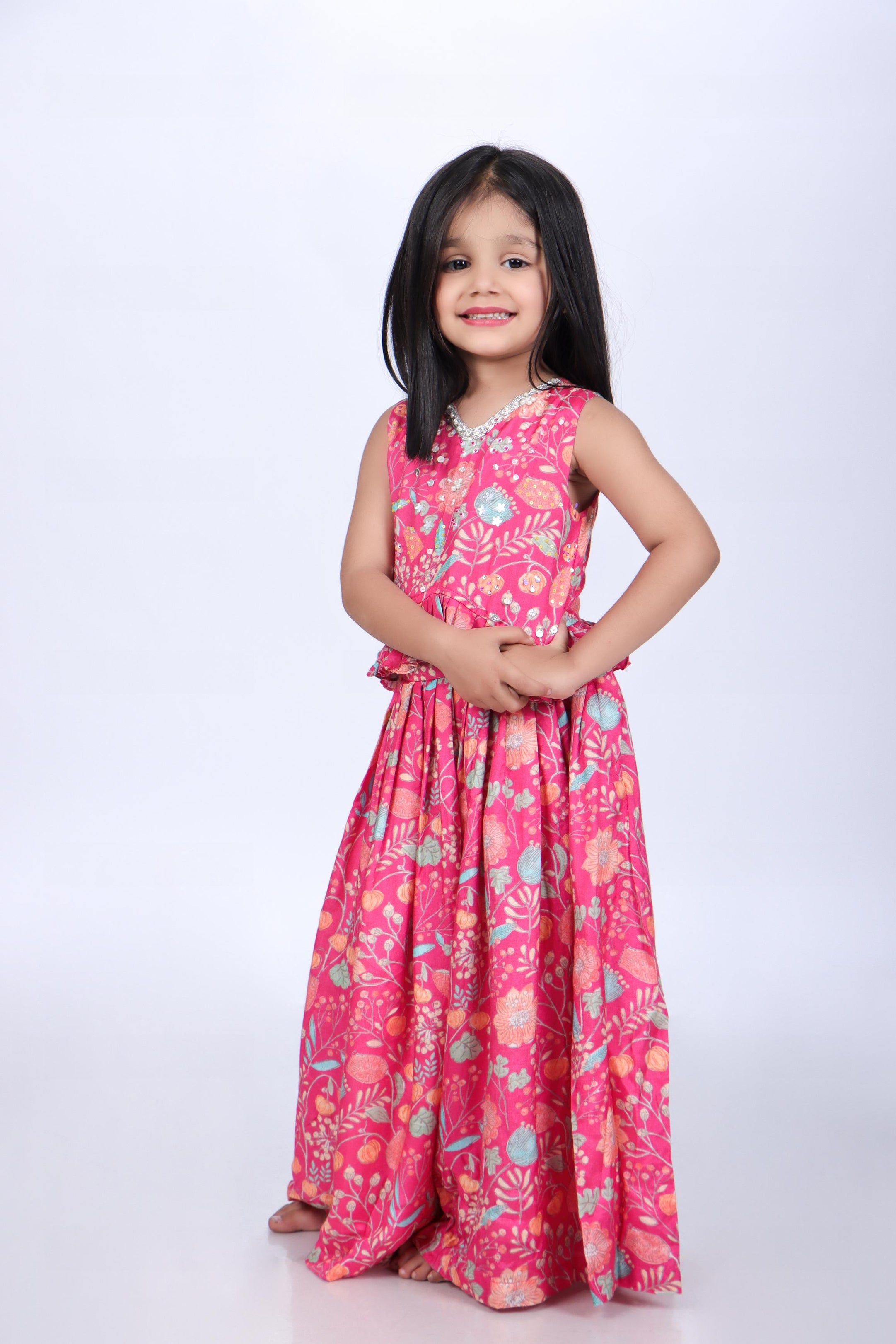 Pink Floral Top and Palazzo