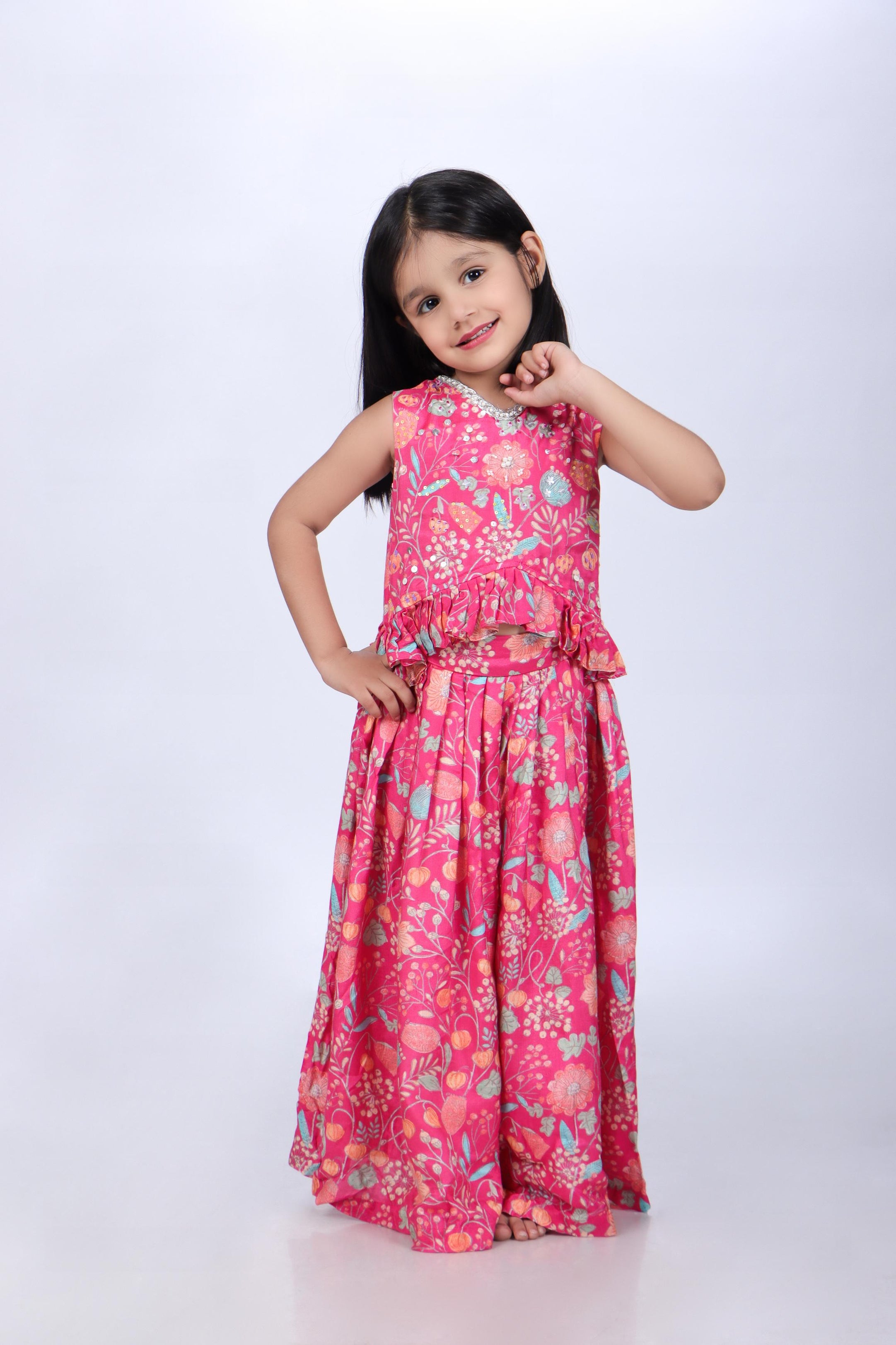 Pink Floral Top and Palazzo