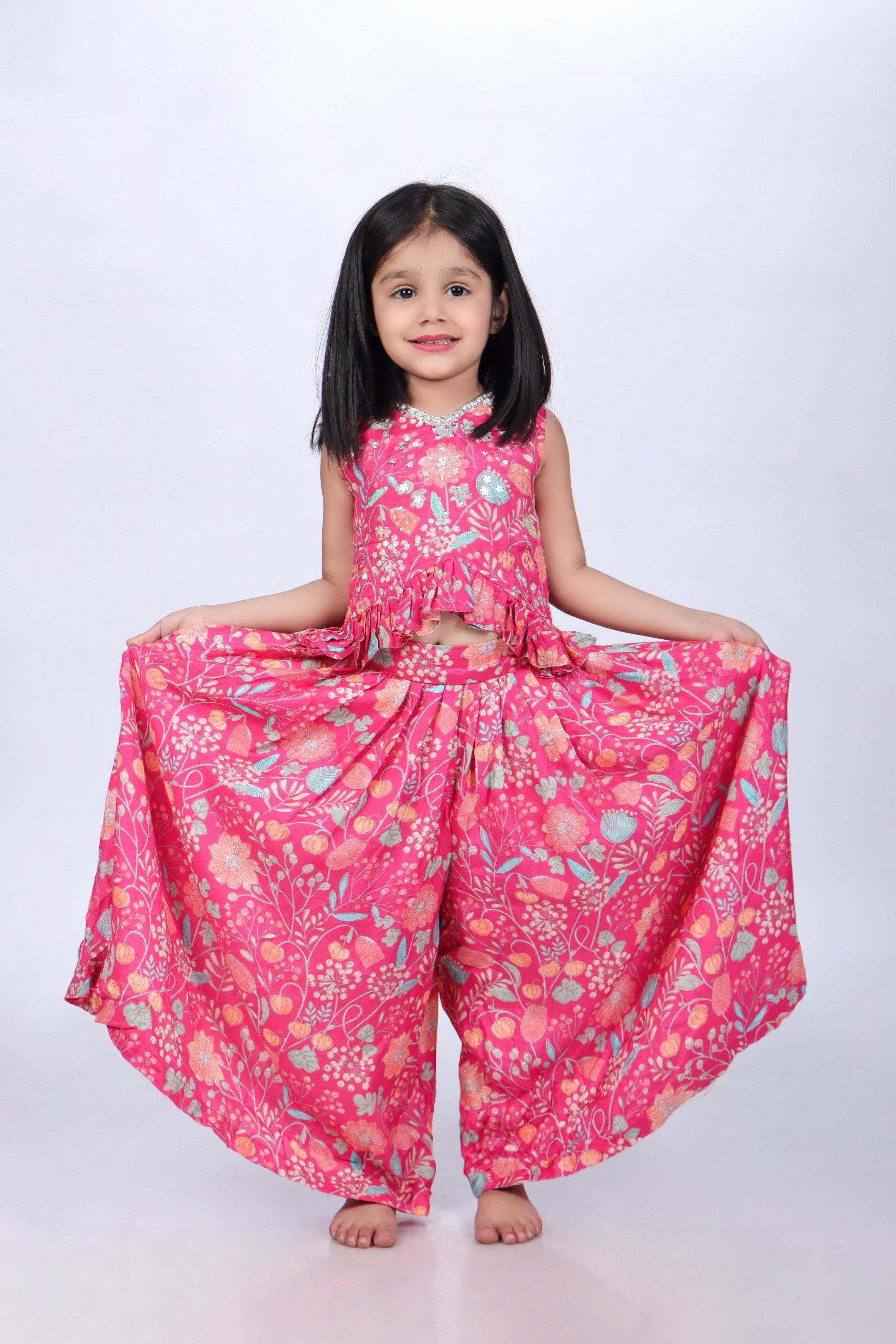 Pink Floral Top and Palazzo