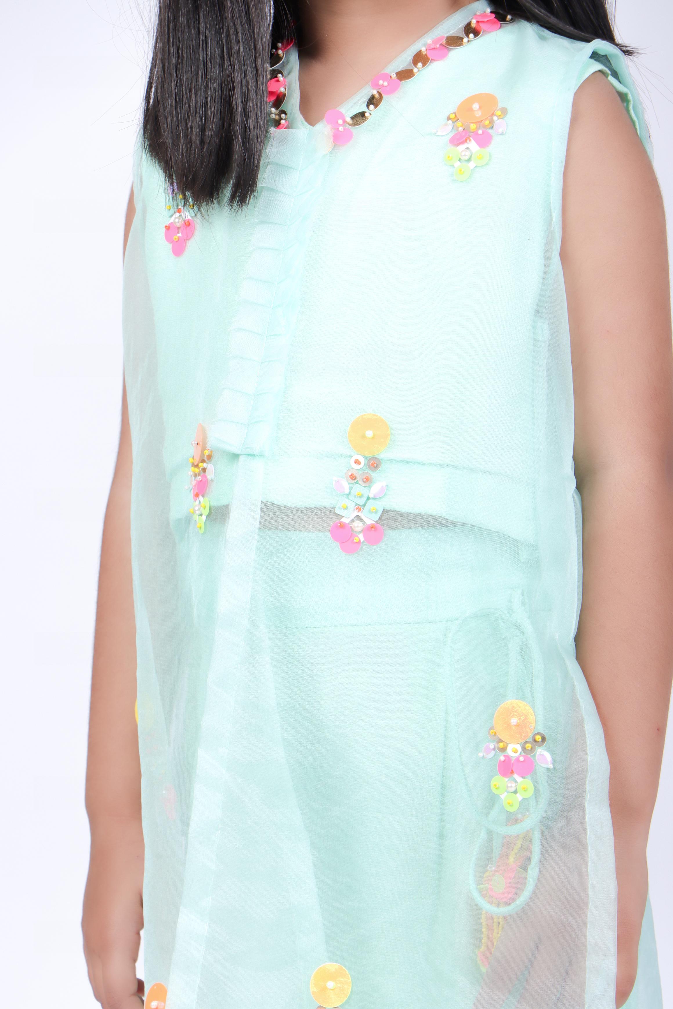 Aqua Jacket and Top with Palazzo