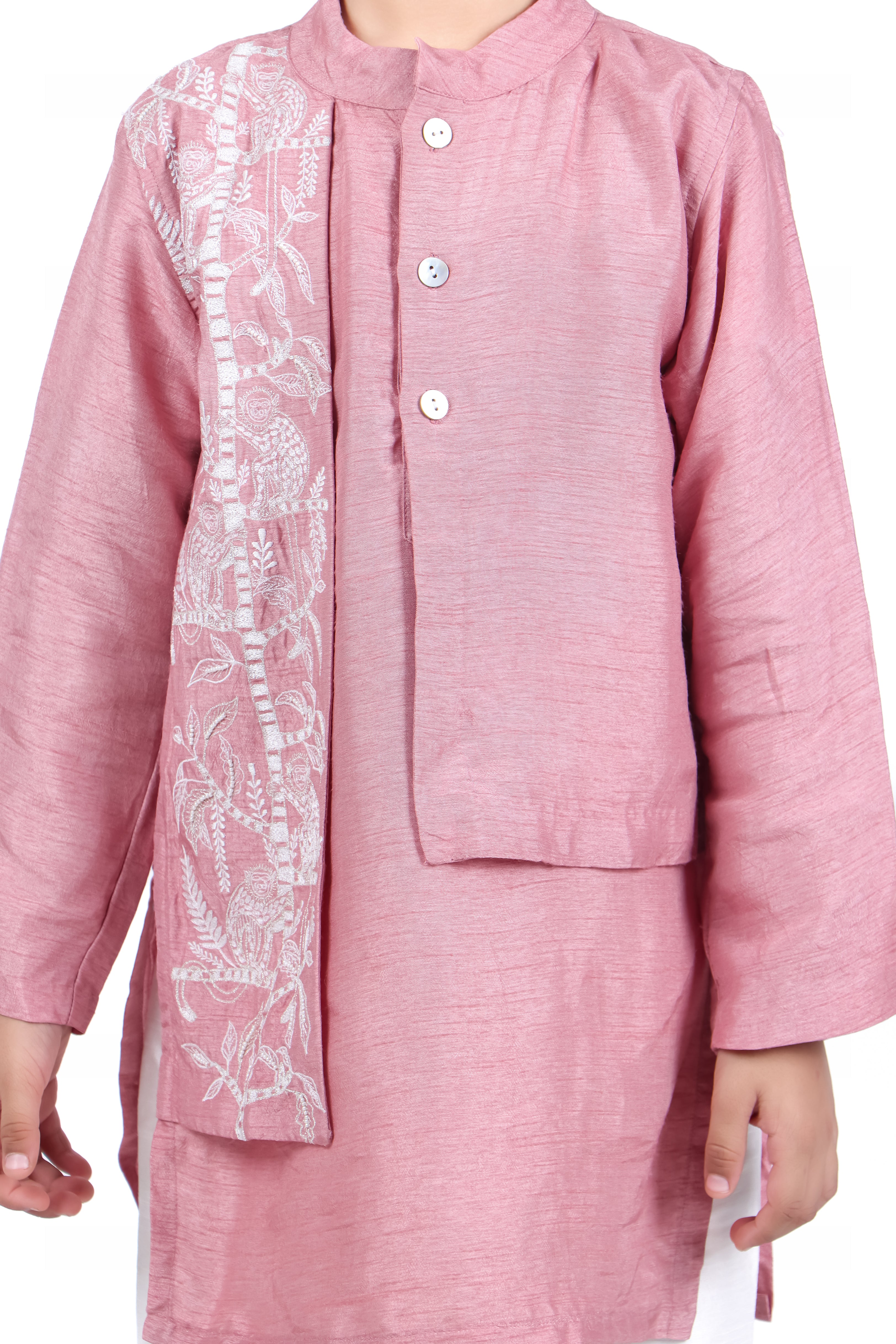 Onion Pink Kurta with Off White Pyjama