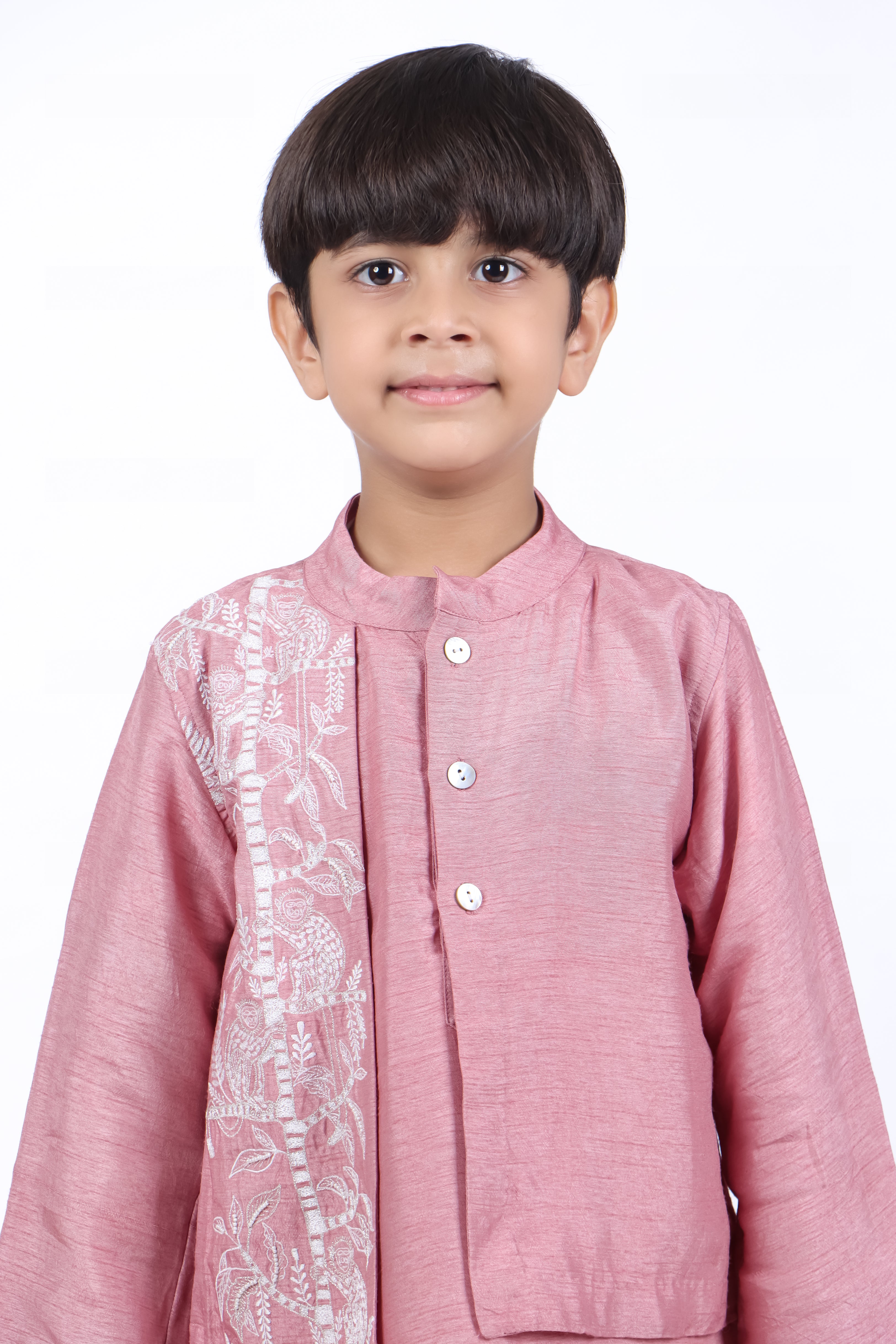 Onion Pink Kurta with Off White Pyjama