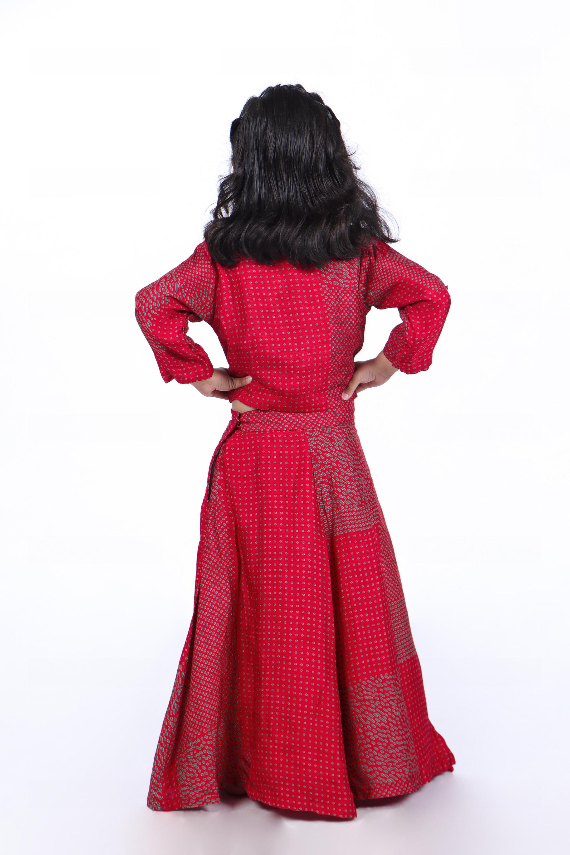 Printed Lehenga with Jacket Style Top