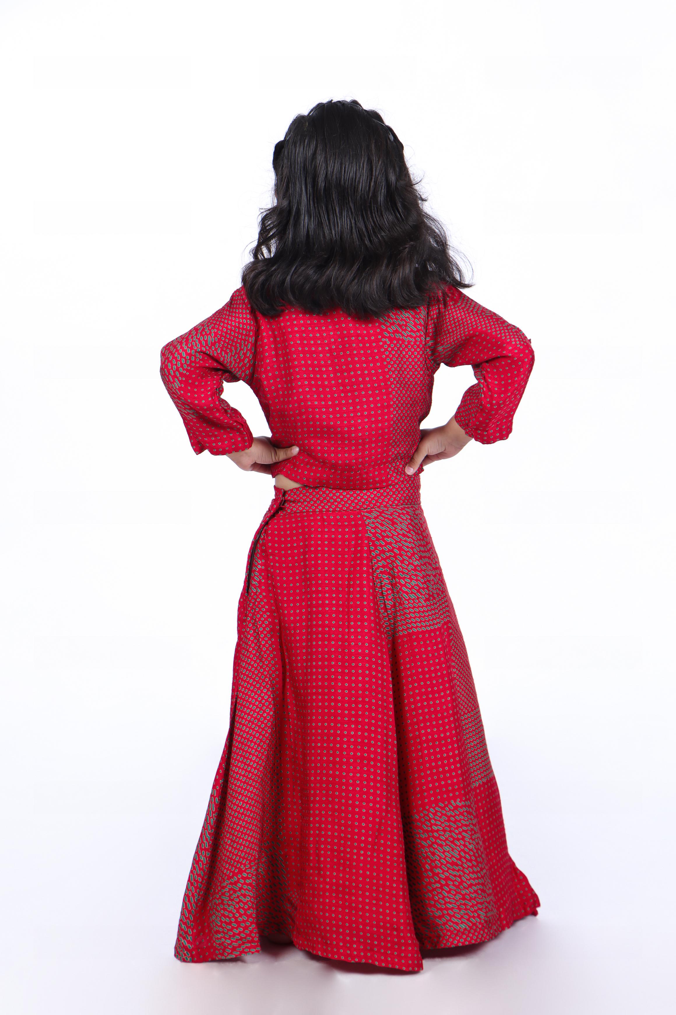 Printed Lehenga with Jacket Style Top