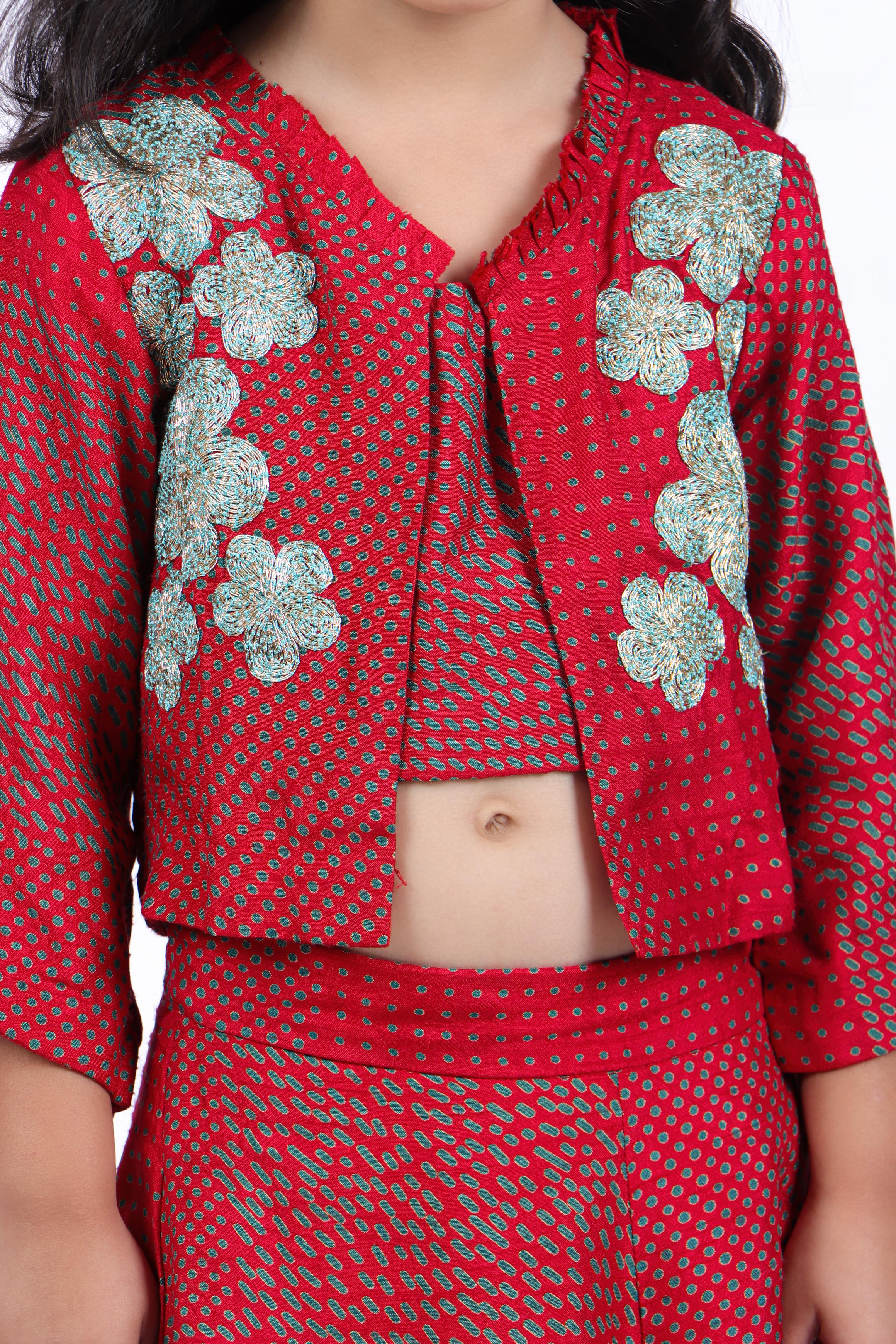 Printed Lehenga with Jacket Style Top