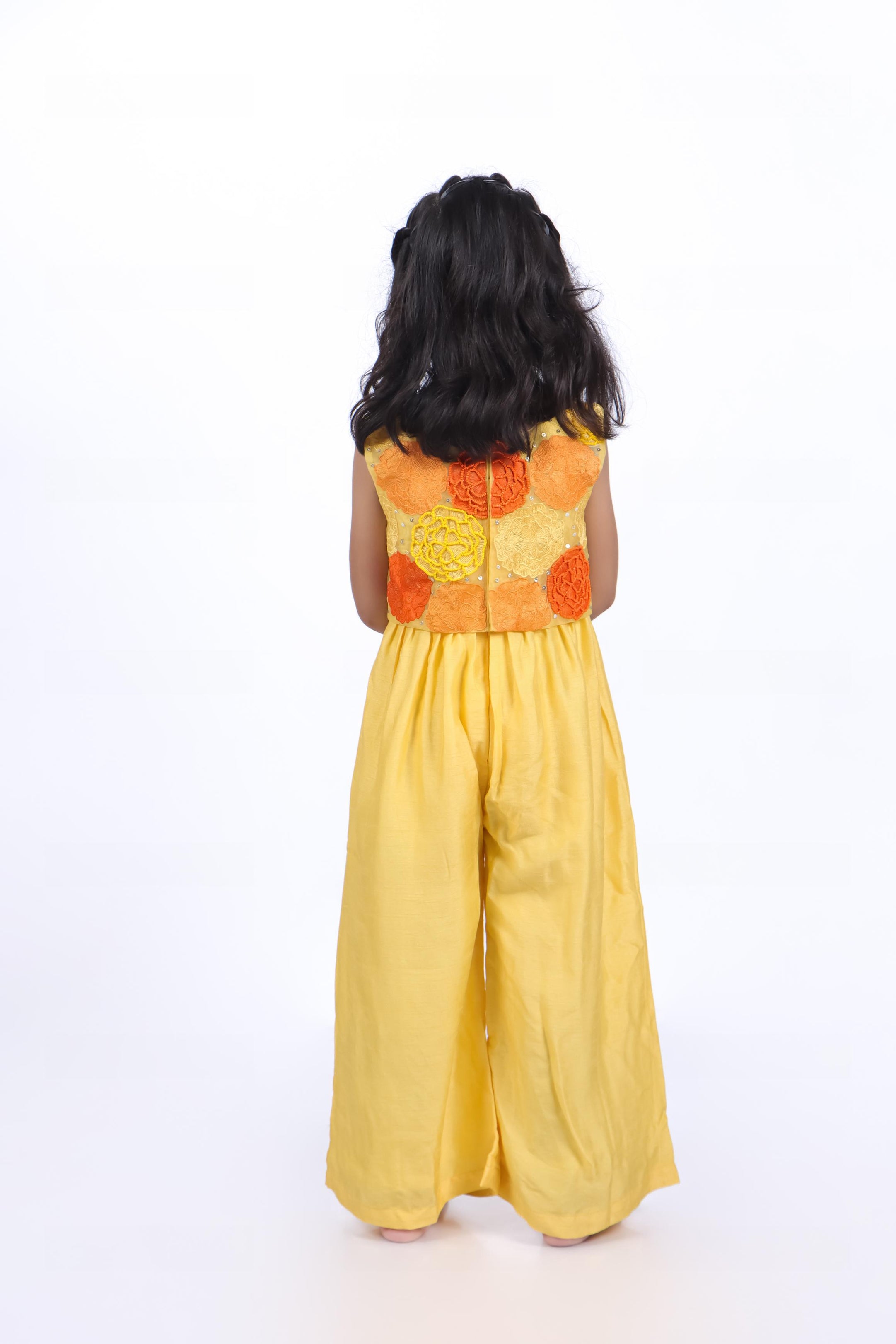 Yellow Jumpsuit with Organza Jacket
