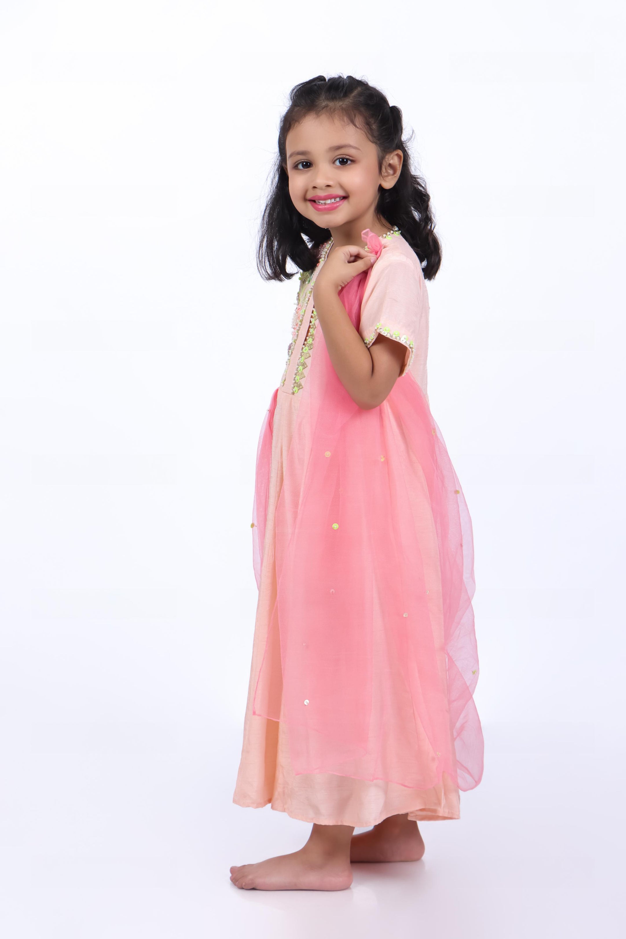 Anarkali with Attached Pink Dupatta