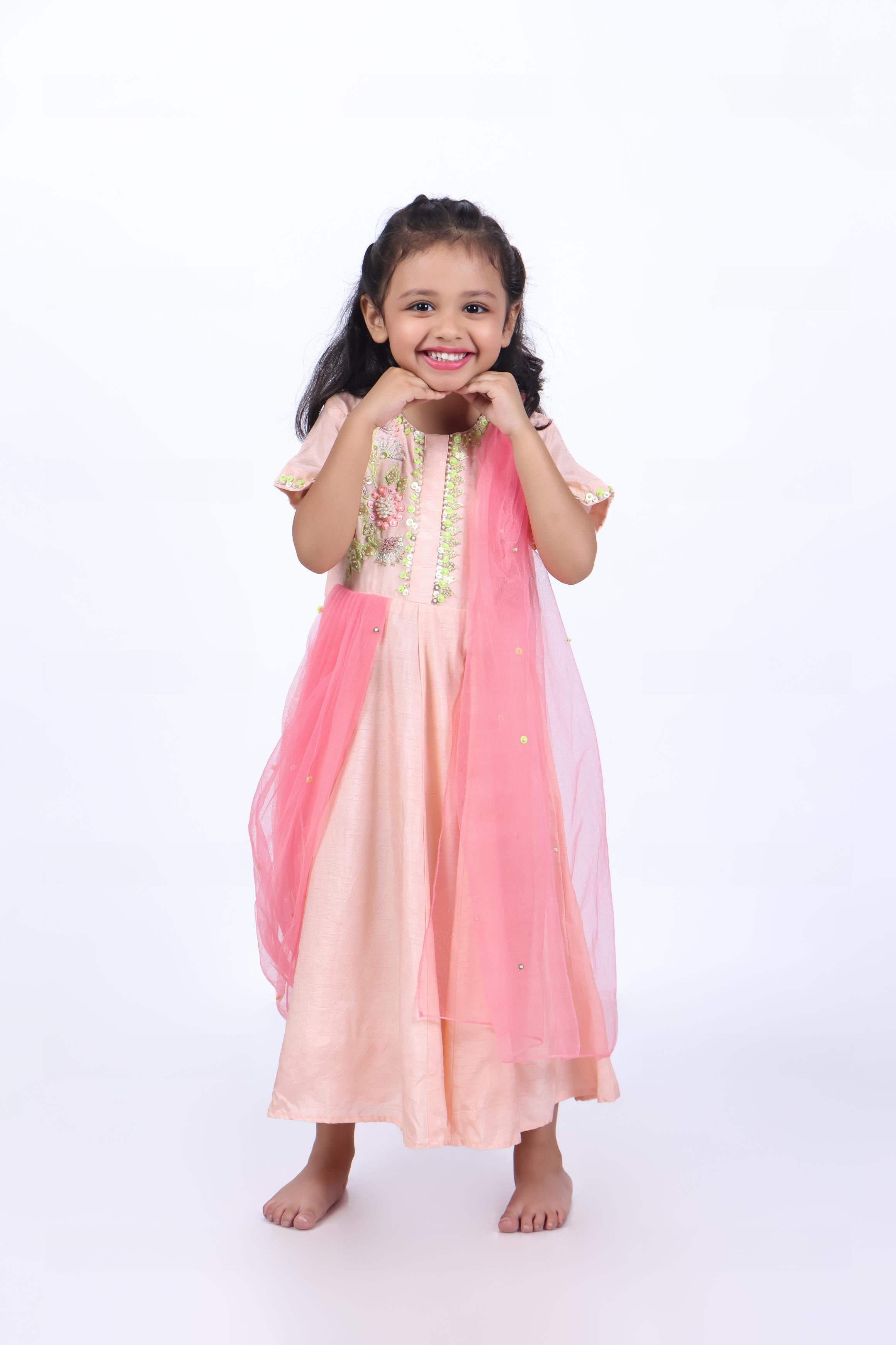 Anarkali with Attached Pink Dupatta