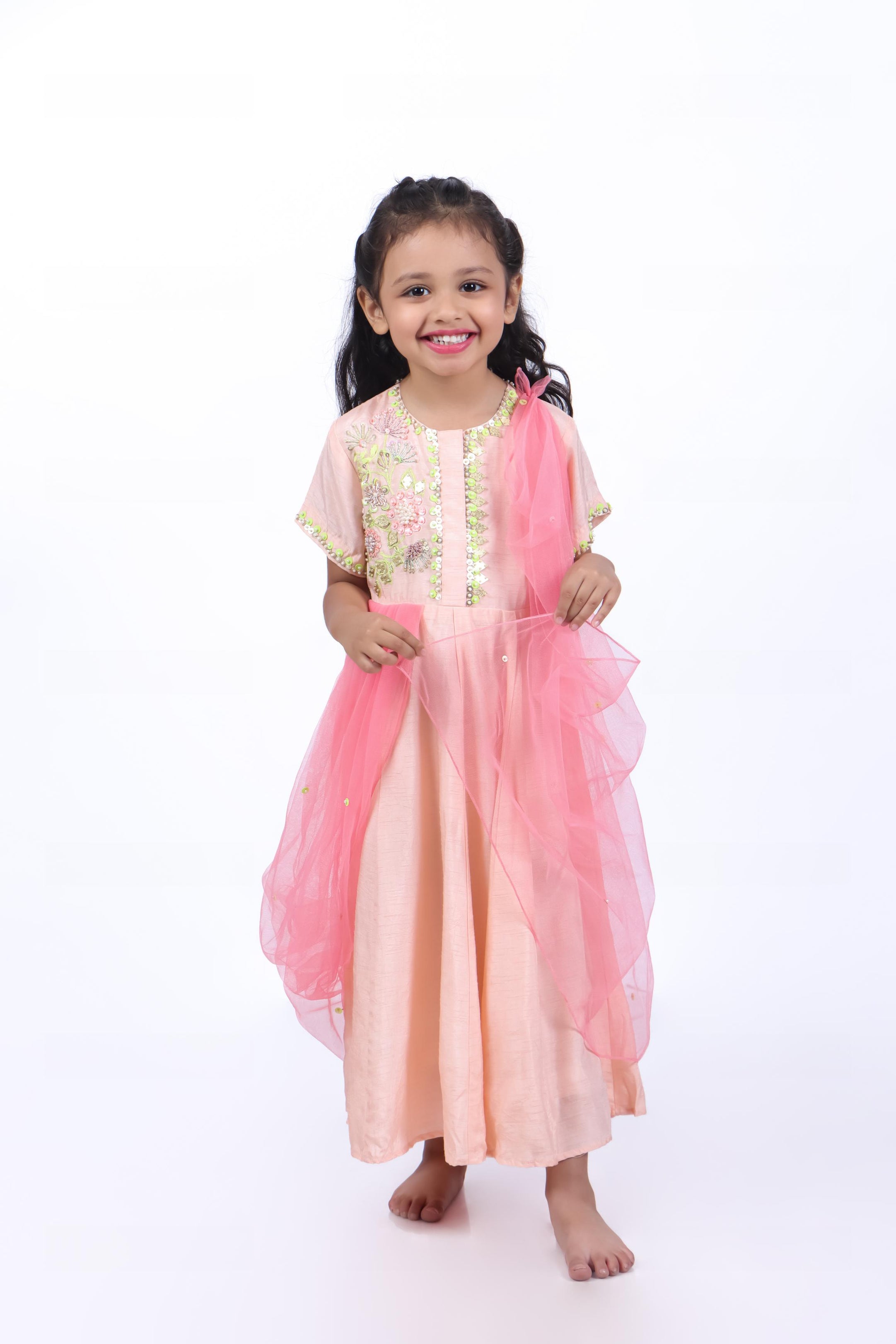 Anarkali with Attached Pink Dupatta